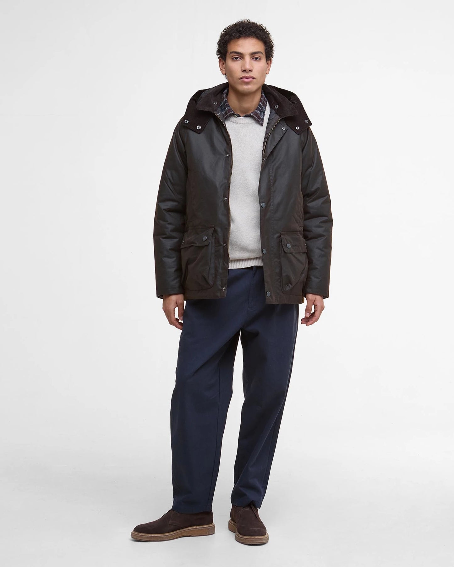 Barbour Jacket Man Modern Beaufort Wax Dark Brown