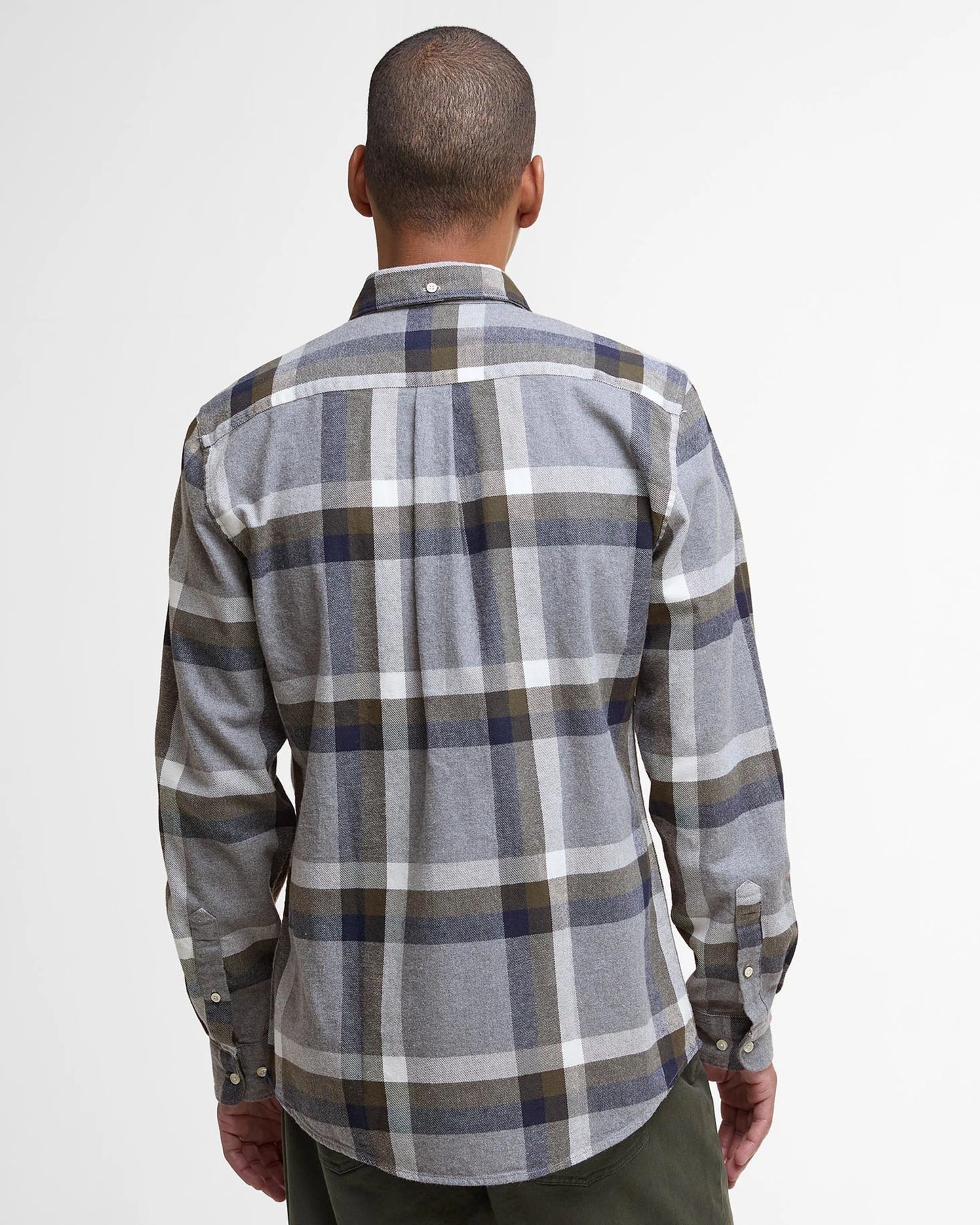 Barbour Shirt Man Folley Tailored Light Grey Marl