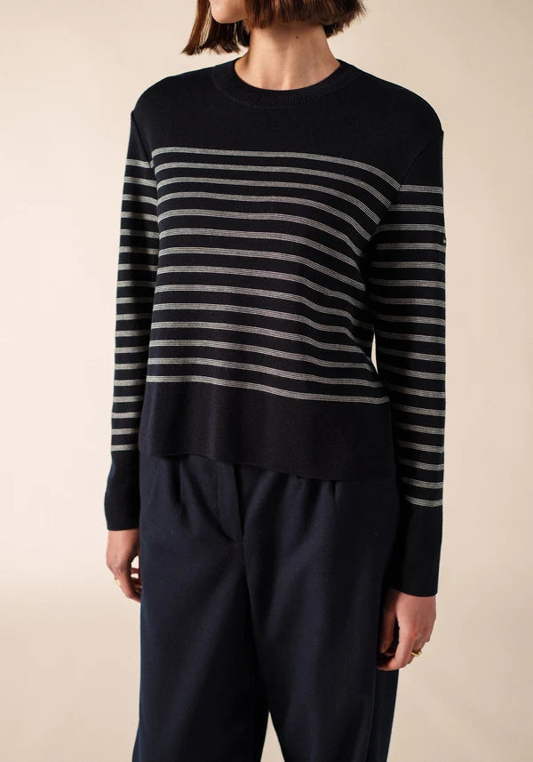 Saint James Sweater Woman Striped Sailor Jumper Aulon Navy Blanc