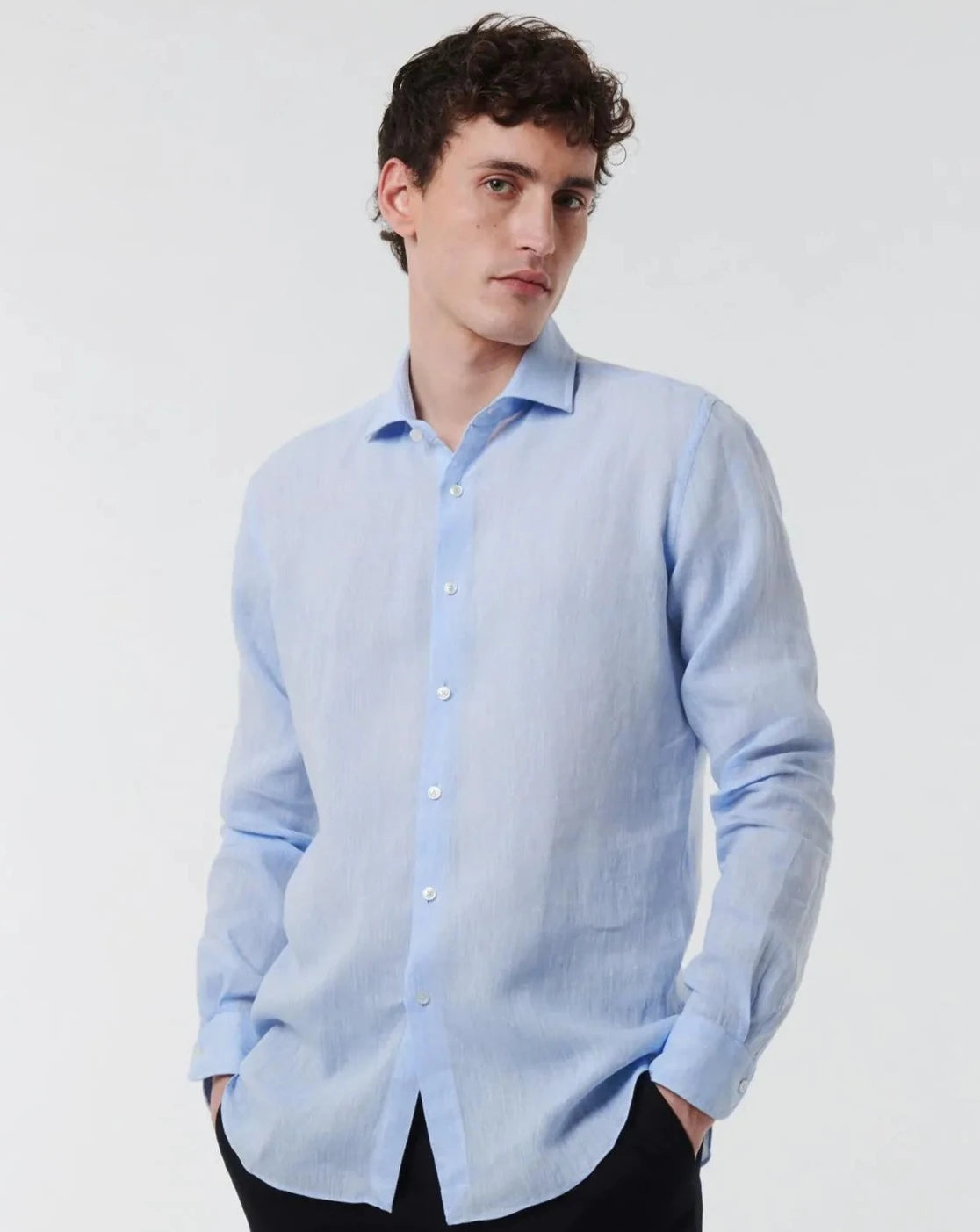 Xacus Shirt Man Lino Light Blue