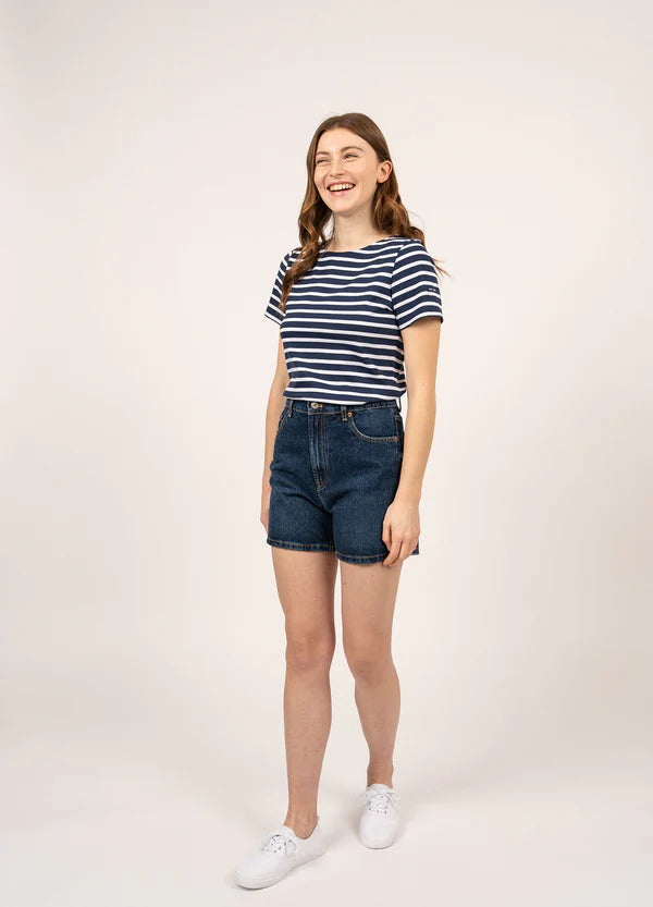 Saint James T-Shirt Woman Etrille Short Sleeve Sailor Striped Shirt M/N
