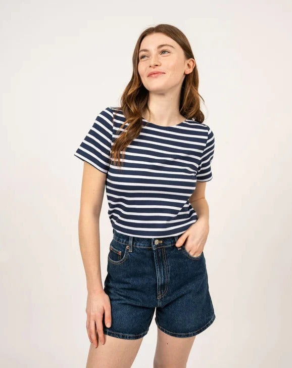 Saint James T-Shirt Woman Etrille Short Sleeve Sailor Striped Shirt M/N