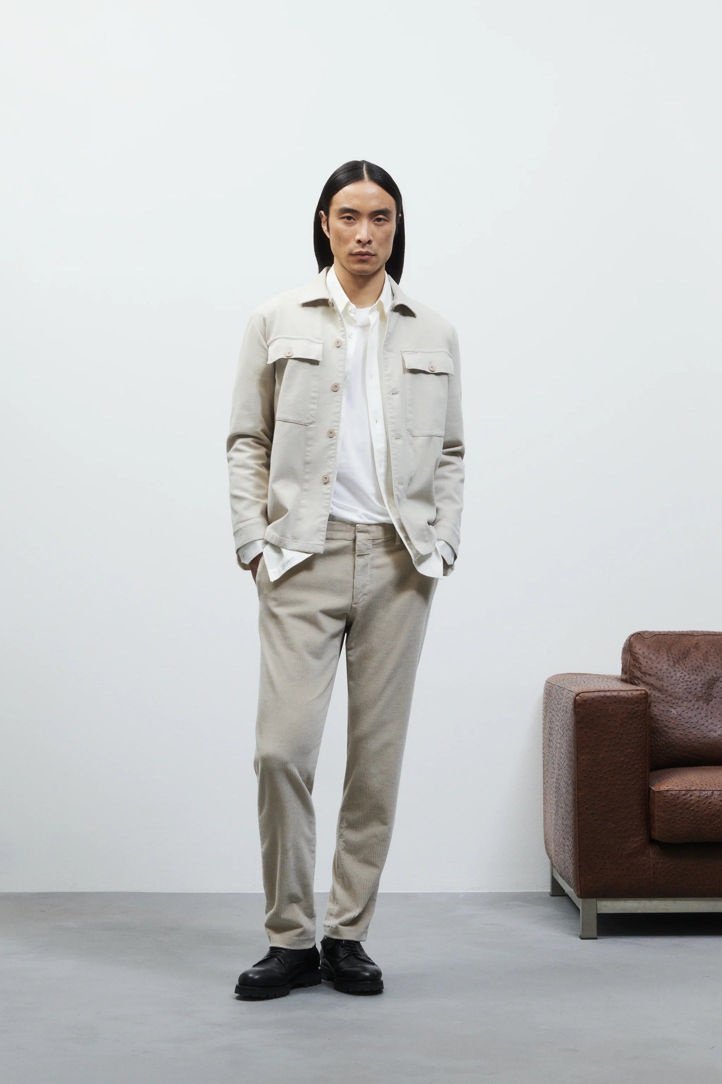 Closed Trouser Man Clifton Corduroy Silt Grey