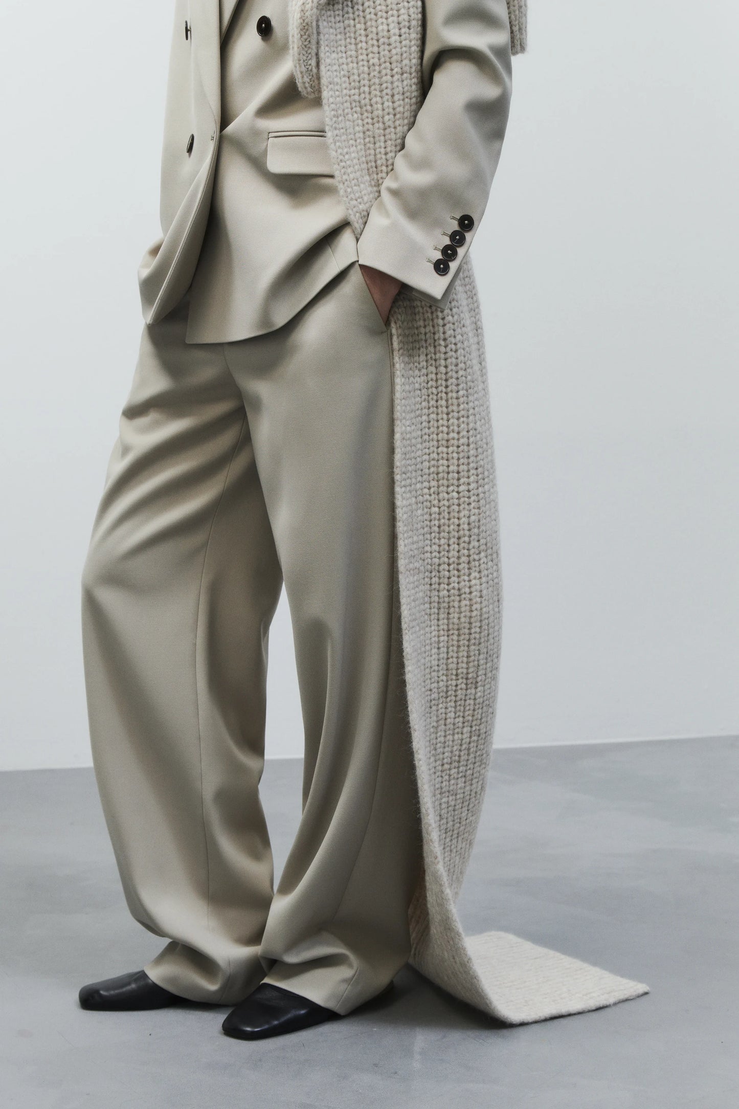 Closed Scarf Woman Knitted Scarf Silt Grey