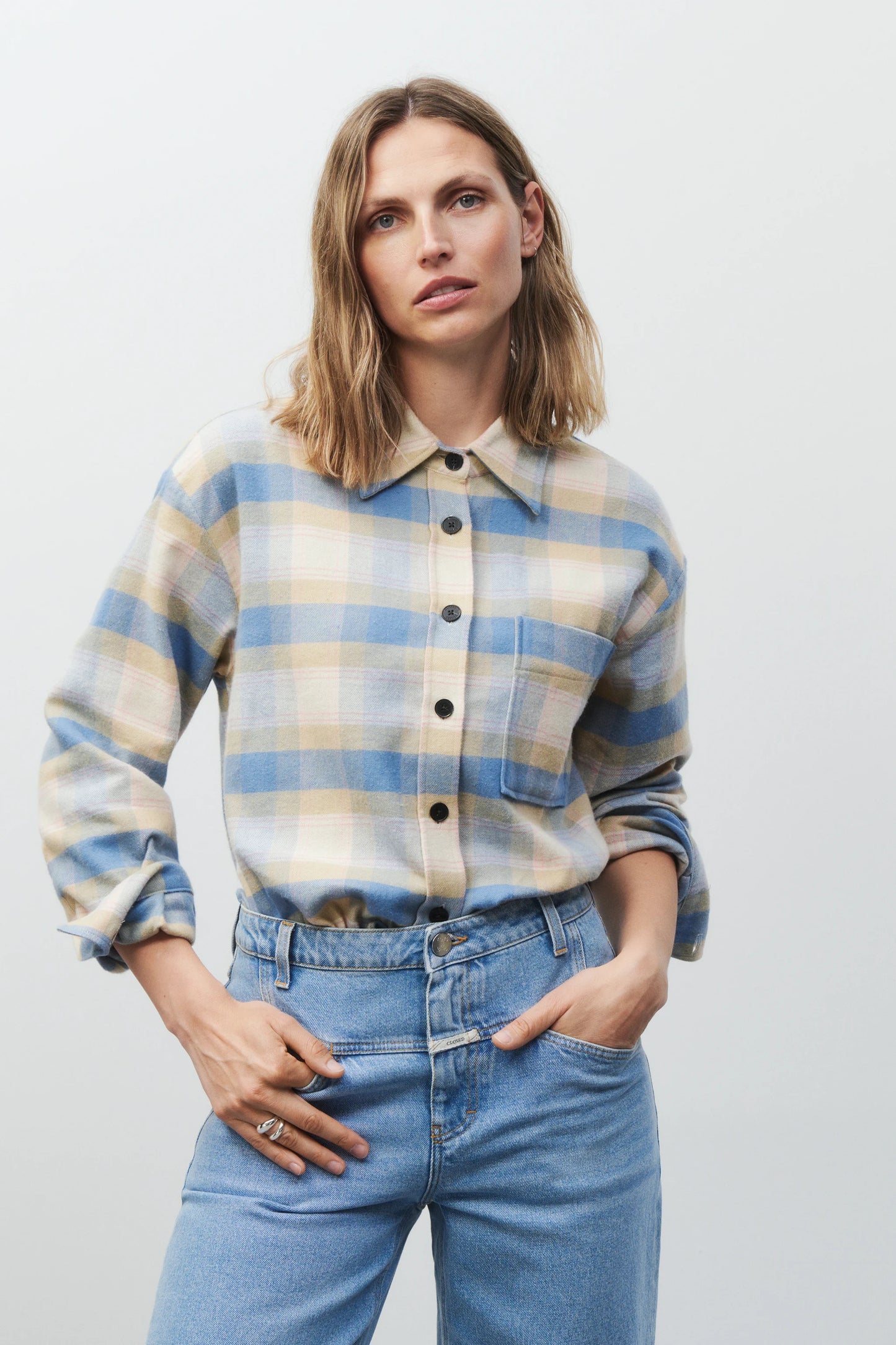 Closed Shirt Woman Cropped Oversized