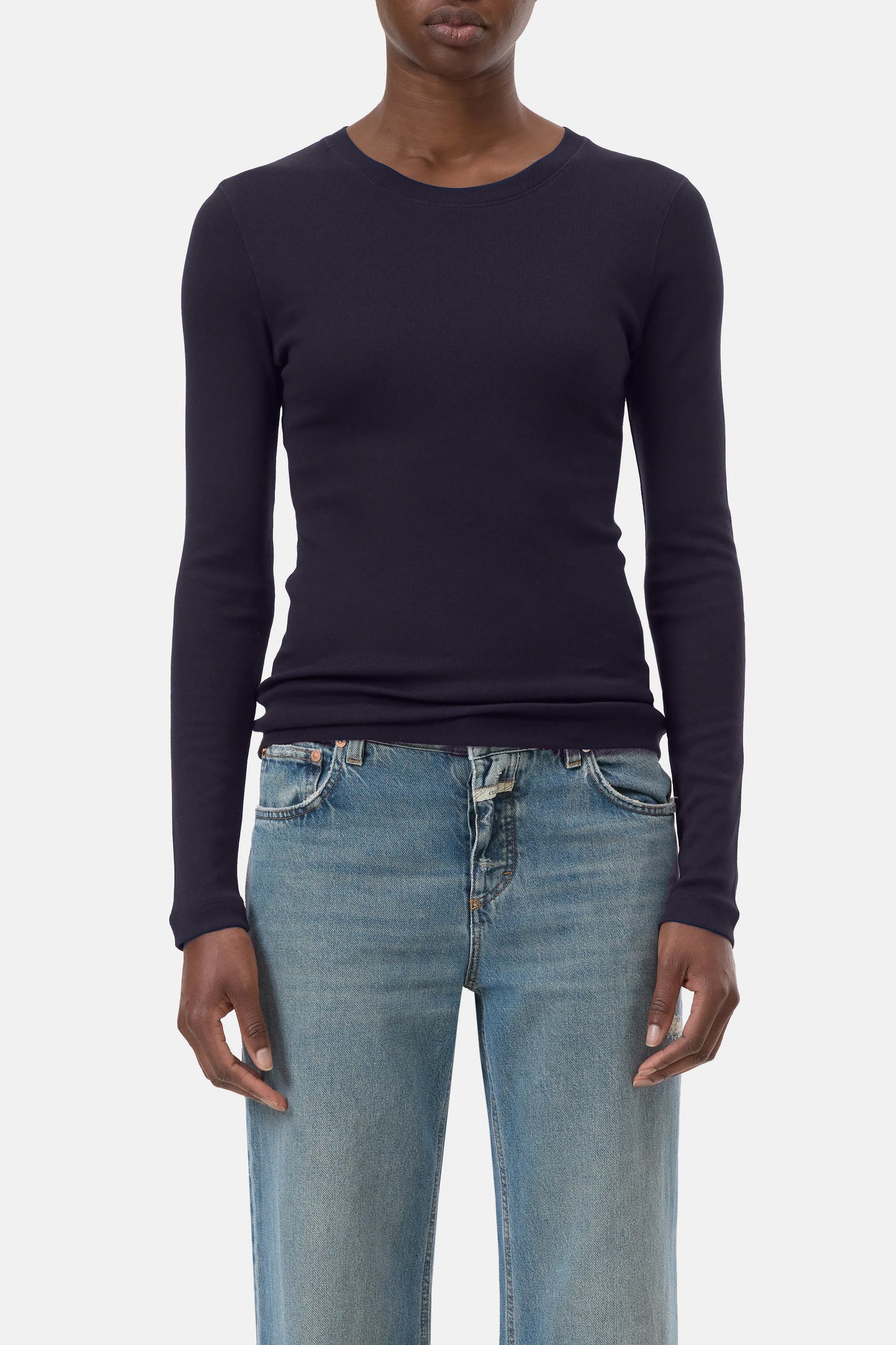 Closed T-shirt Woman Crew Neck Long Sleeve Dark Night