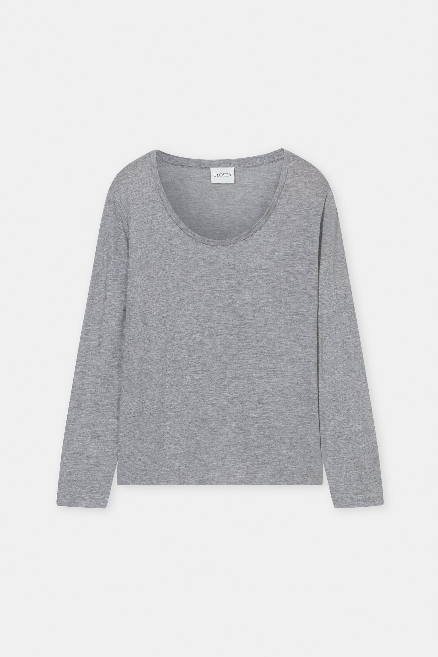Closed T-shirt Woman Crew Neck Long Sleeve Light Grey Melange