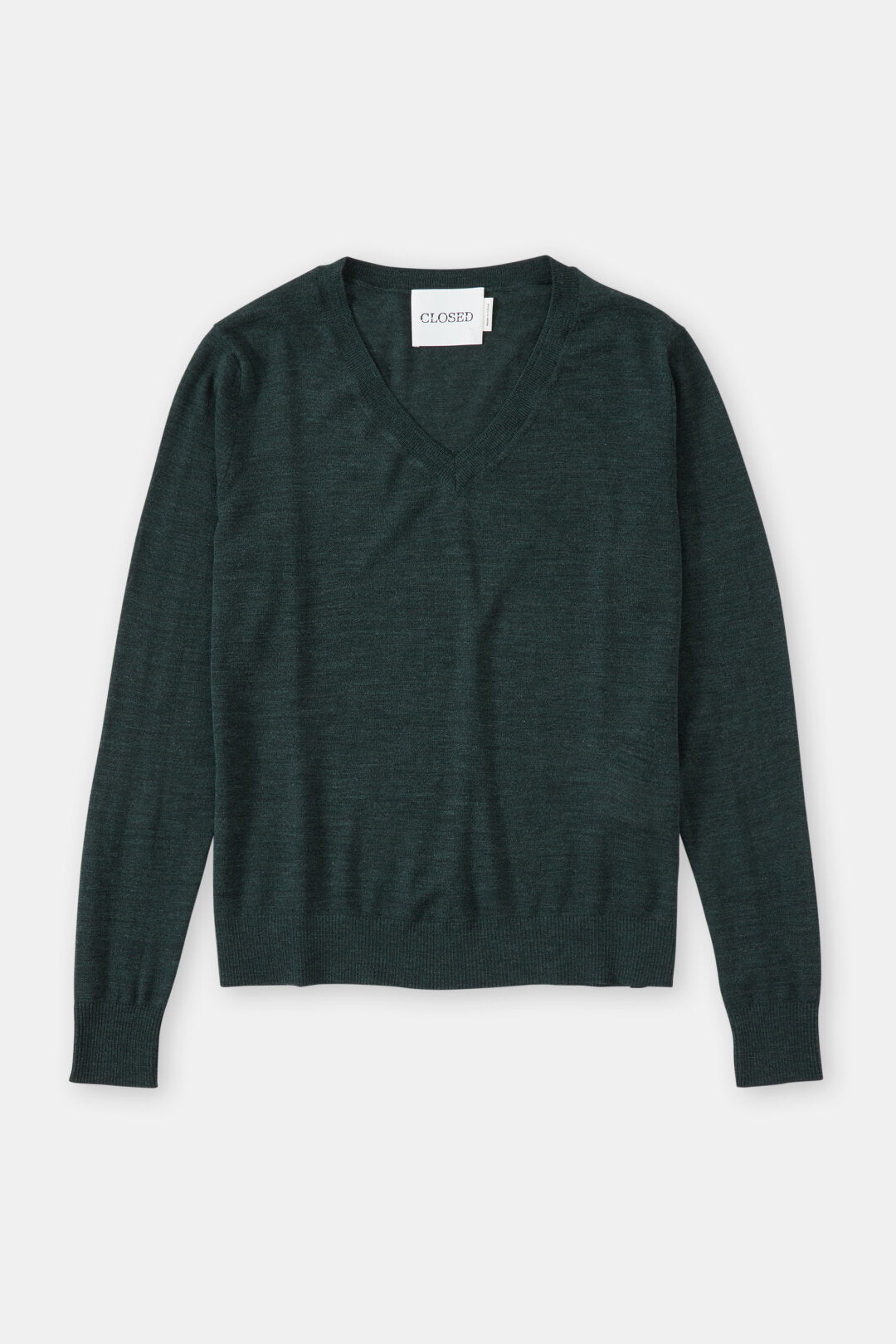 Closed Sweater Woman V-neck Long Sleeve Fern Green
