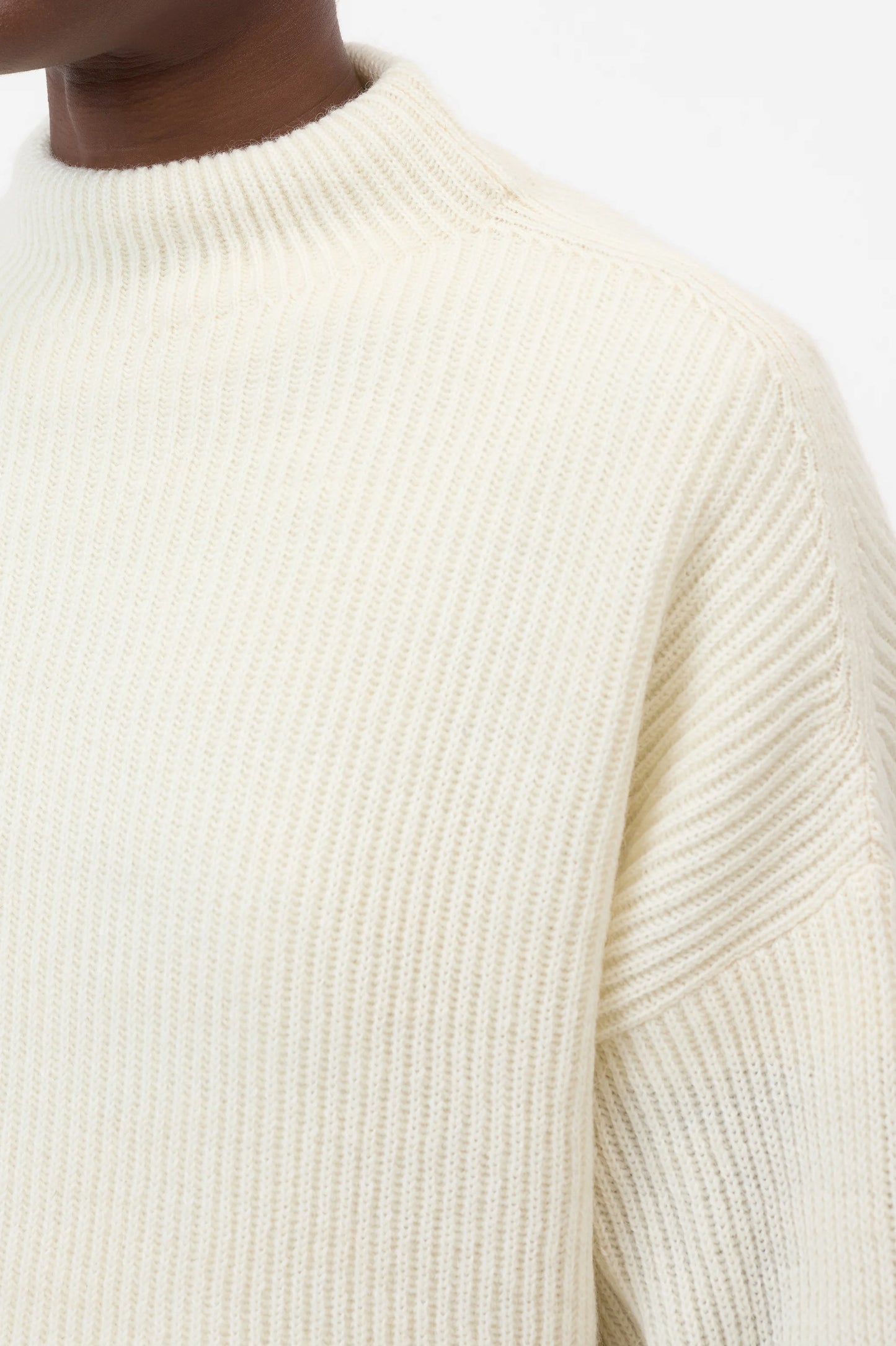 Closed Sweater Woman Funnel Neck Long Sleeve Ivory