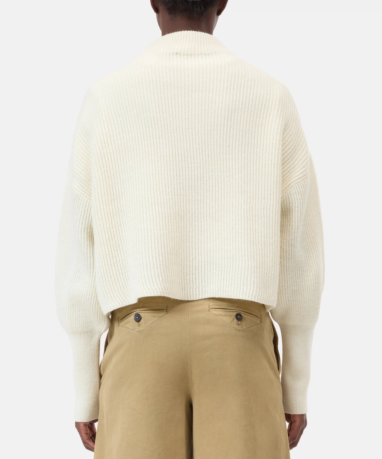 Closed Sweater Woman Funnel Neck Long Sleeve Ivory
