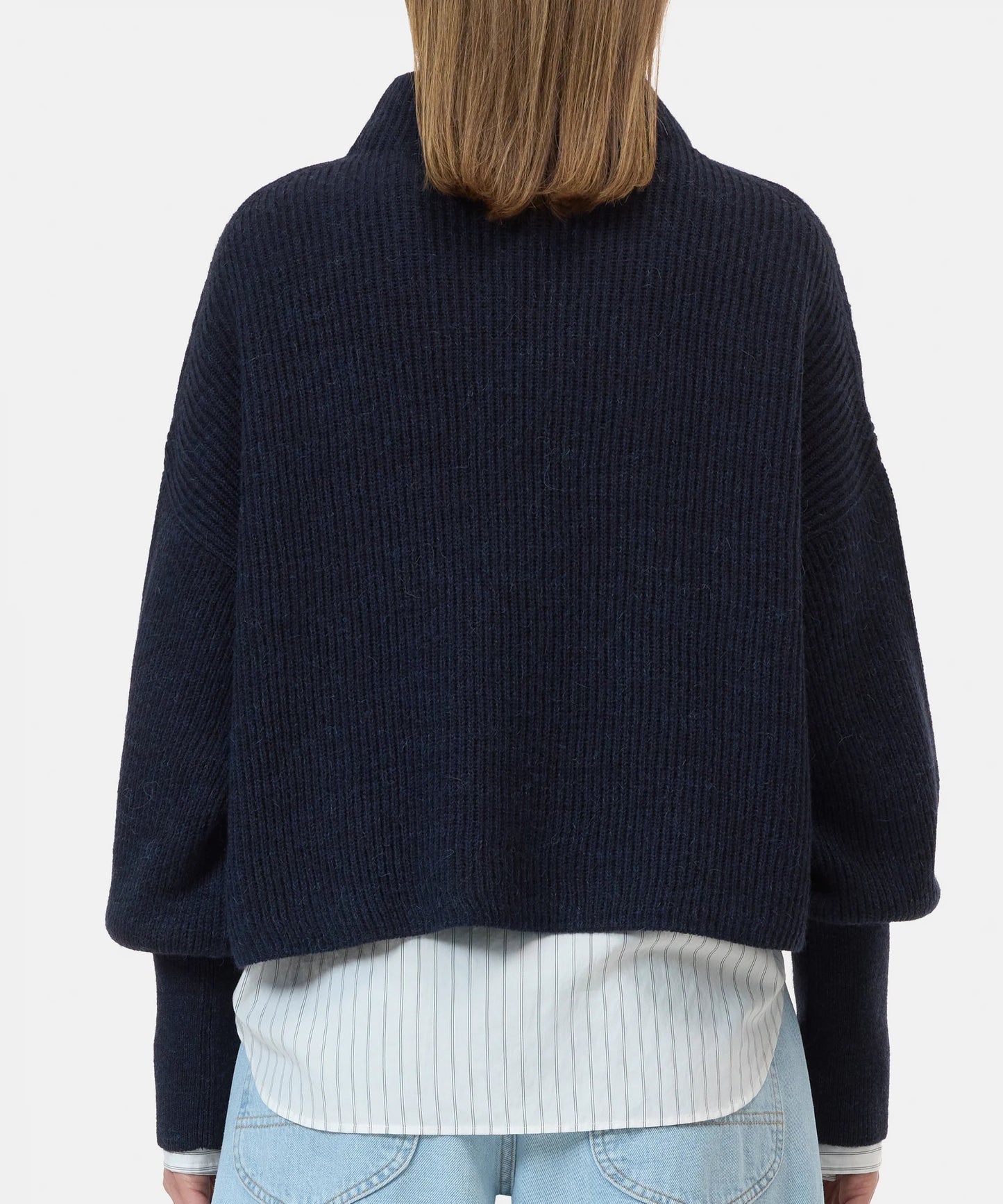 Closed Sweater Woman Funnel Neck Long Sleeve Dark Night