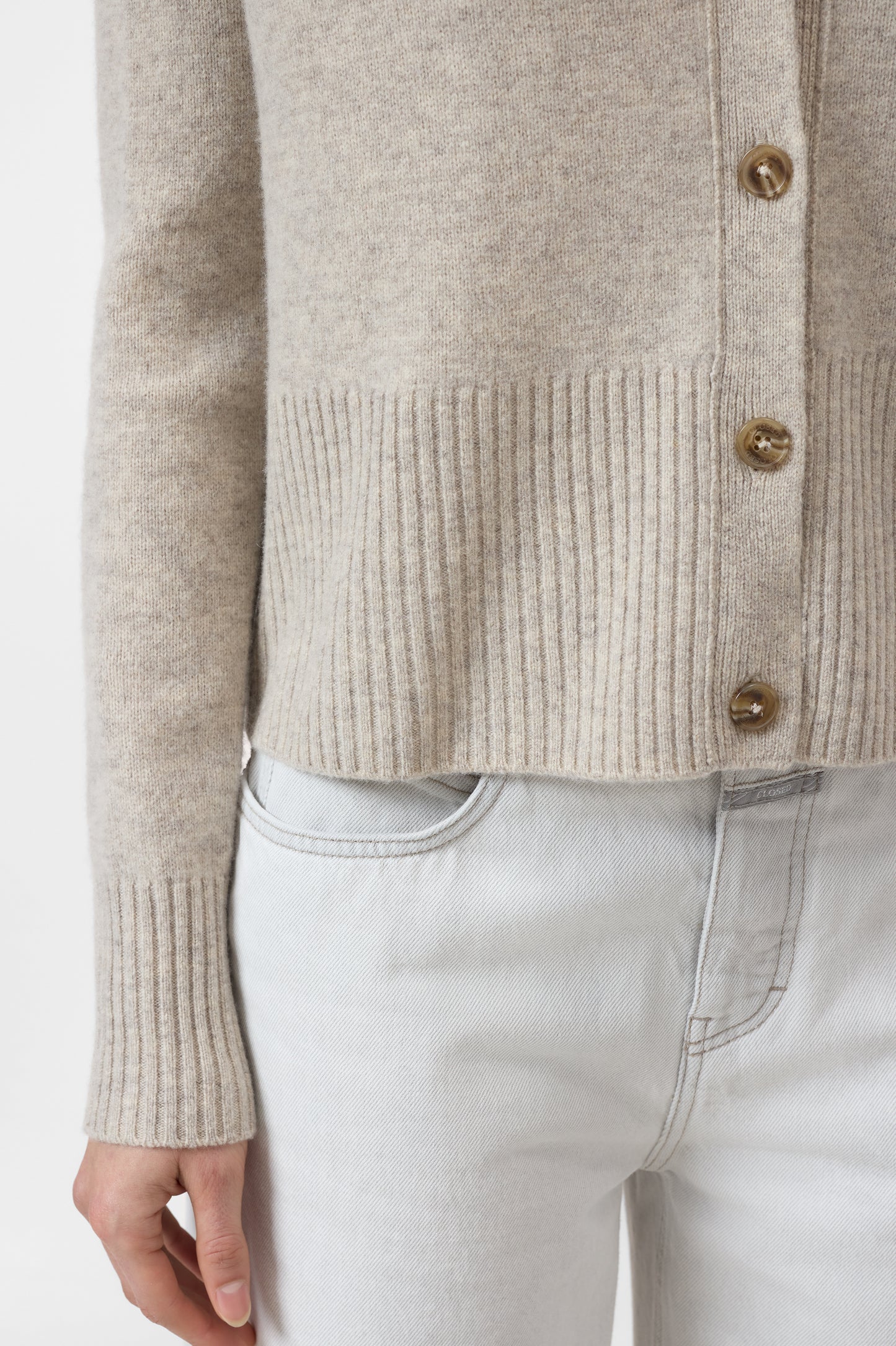 Closed Sweater Woman Cardigan V Neck Beige Melange