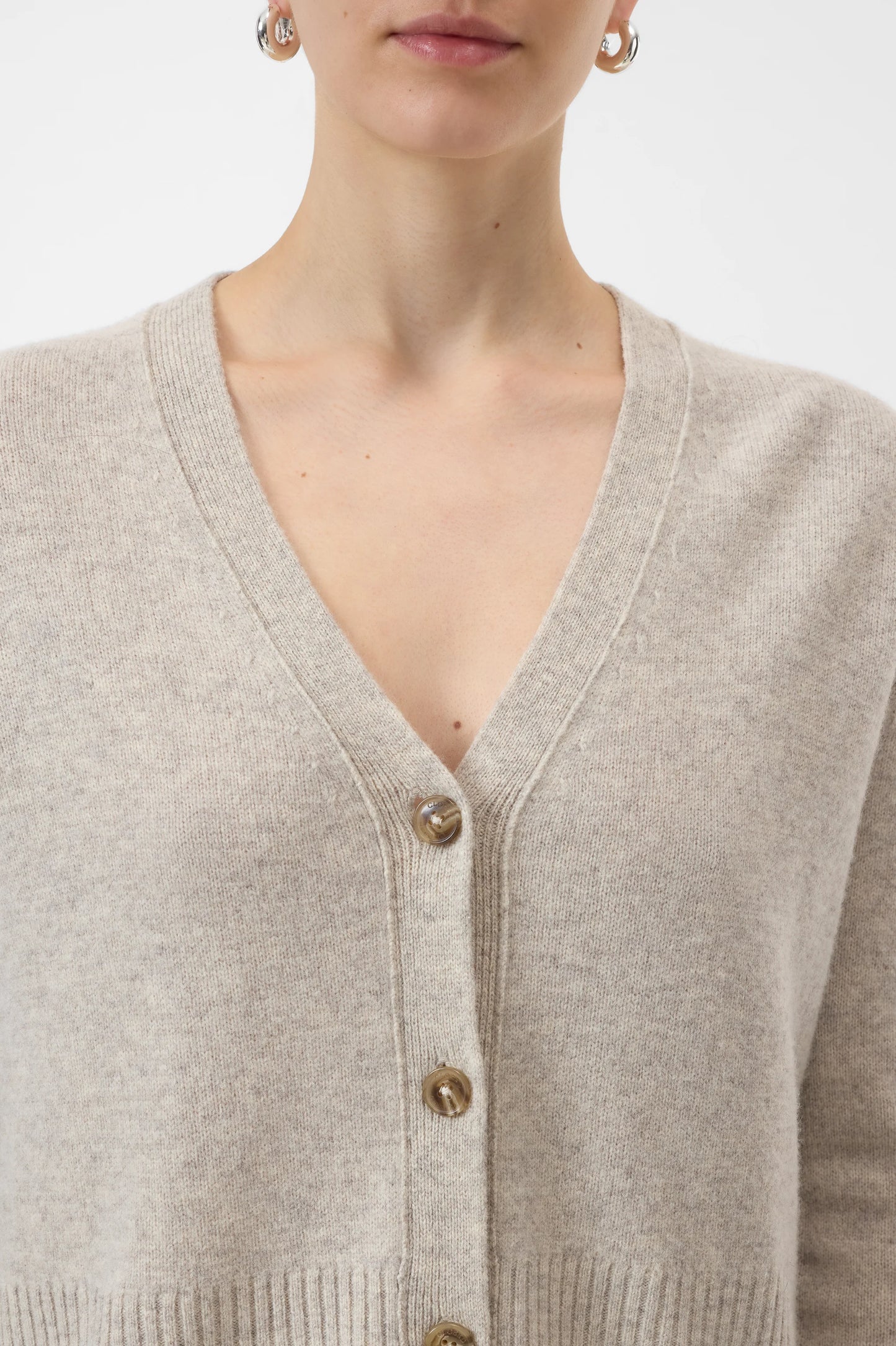 Closed Sweater Woman Cardigan V Neck Beige Melange
