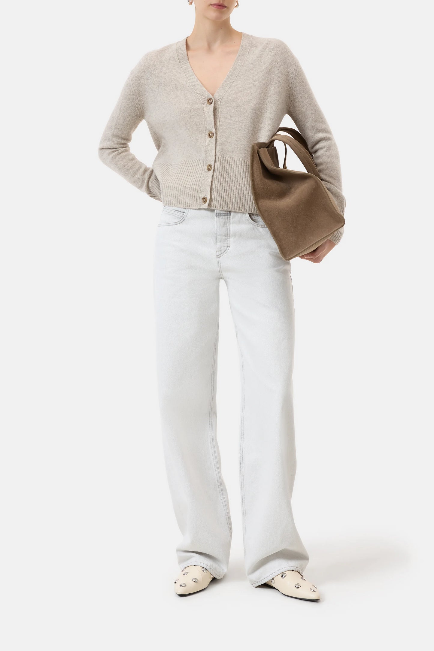 Closed Sweater Woman Cardigan V Neck Beige Melange