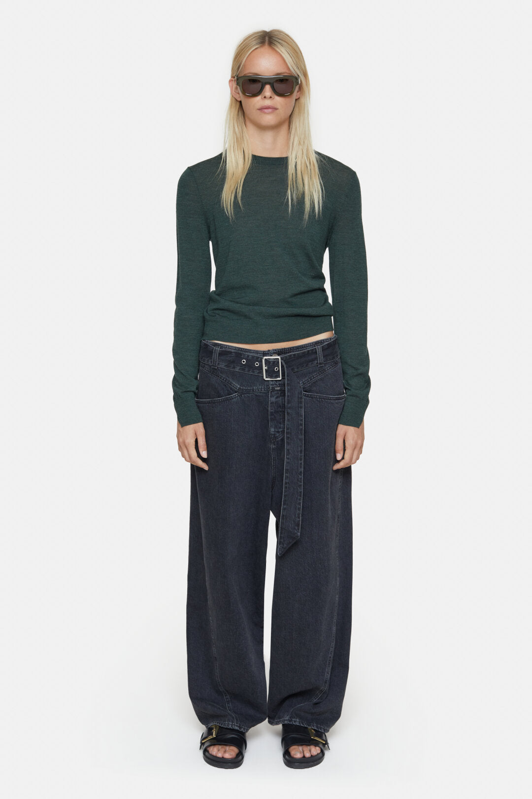 Closed Sweater Woman Crew Neck Long Sleeve Fern Green