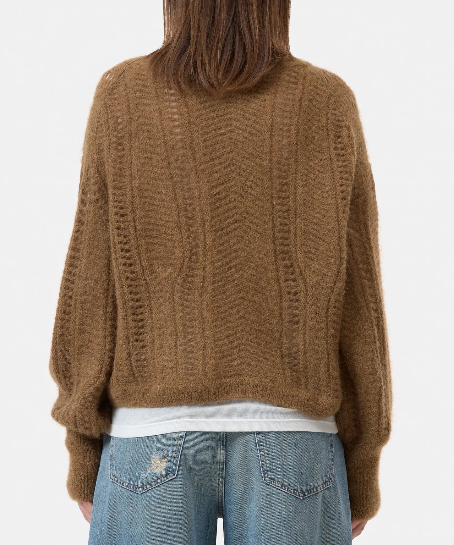 Closed Sweater Woman Crew Neck Cropped Mocha Brown