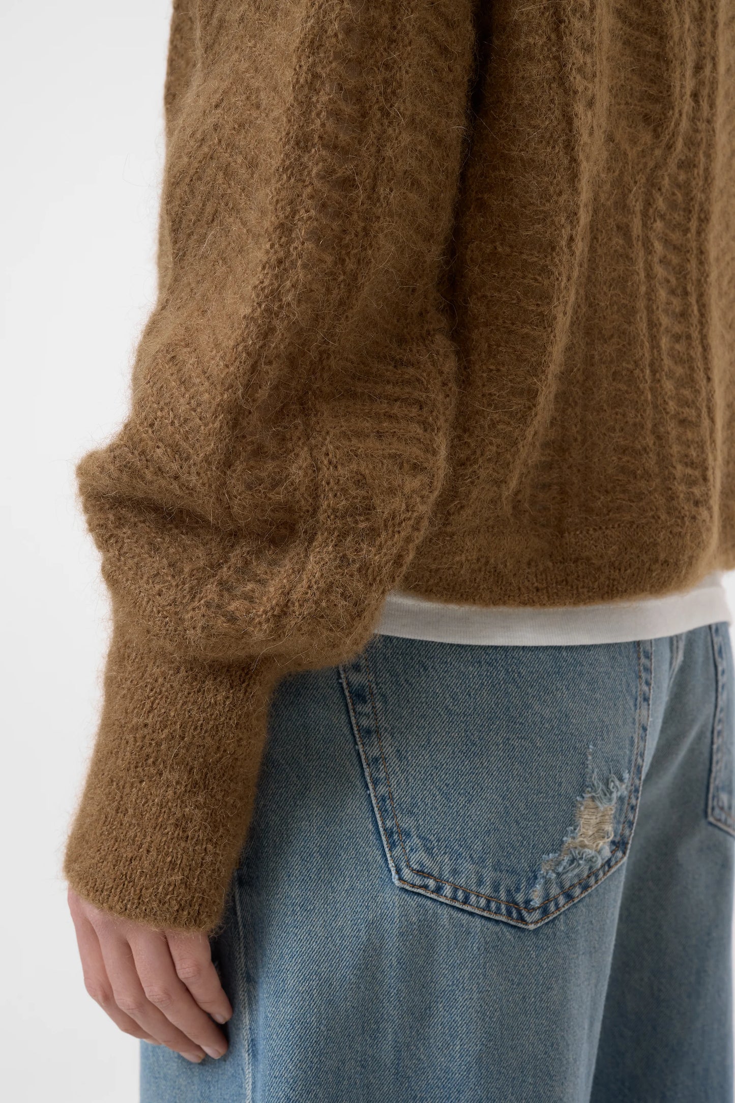 Closed Sweater Woman Crew Neck Cropped Mocha Brown