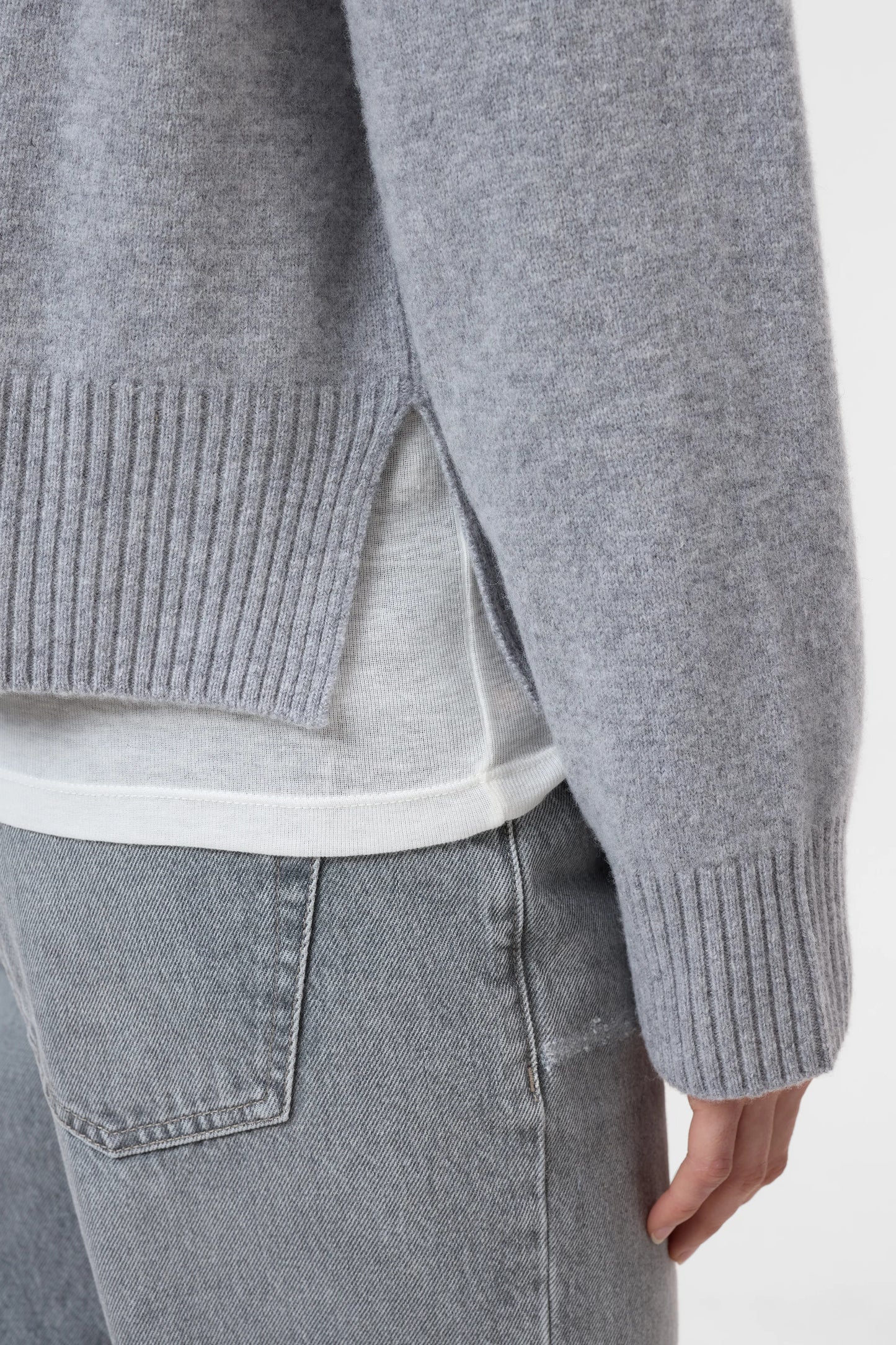 Closed Sweater Woman Crew Neck Wide Sleeve Grey Melange