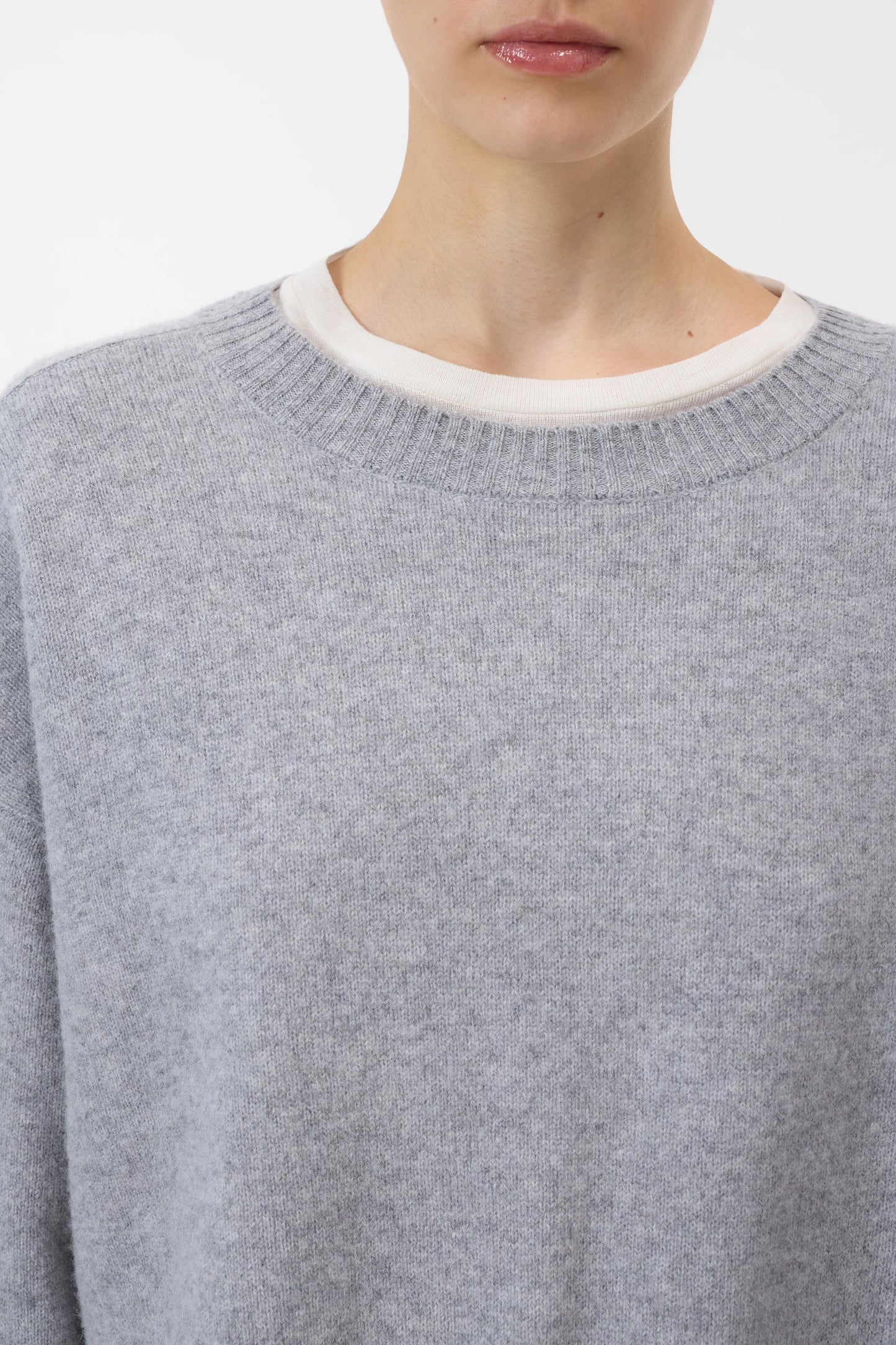 Closed Sweater Woman Crew Neck Wide Sleeve Grey Melange