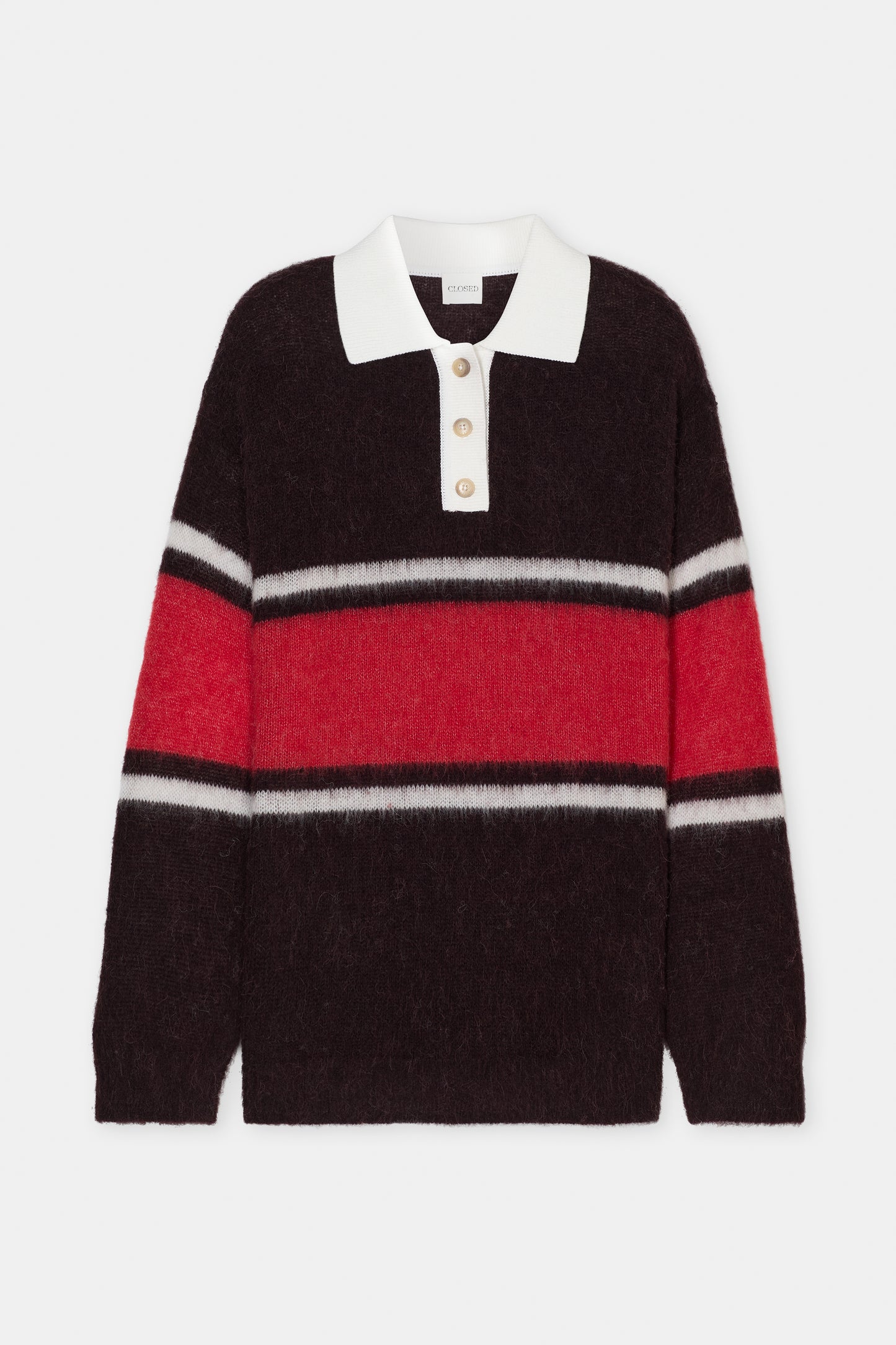 Closed Sweater Woman Polo Rugby Stripe