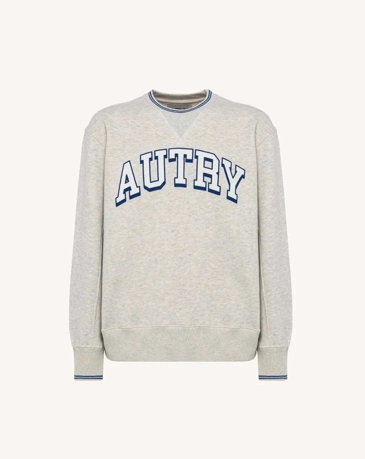 Autry Wear/Sweatshirt Man Crew Neck Long Sleeve Grey Melange/Blue