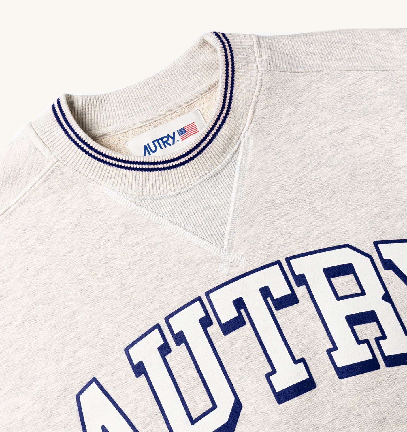 Autry Wear/Sweatshirt Man Crew Neck Long Sleeve Grey Melange/Blue