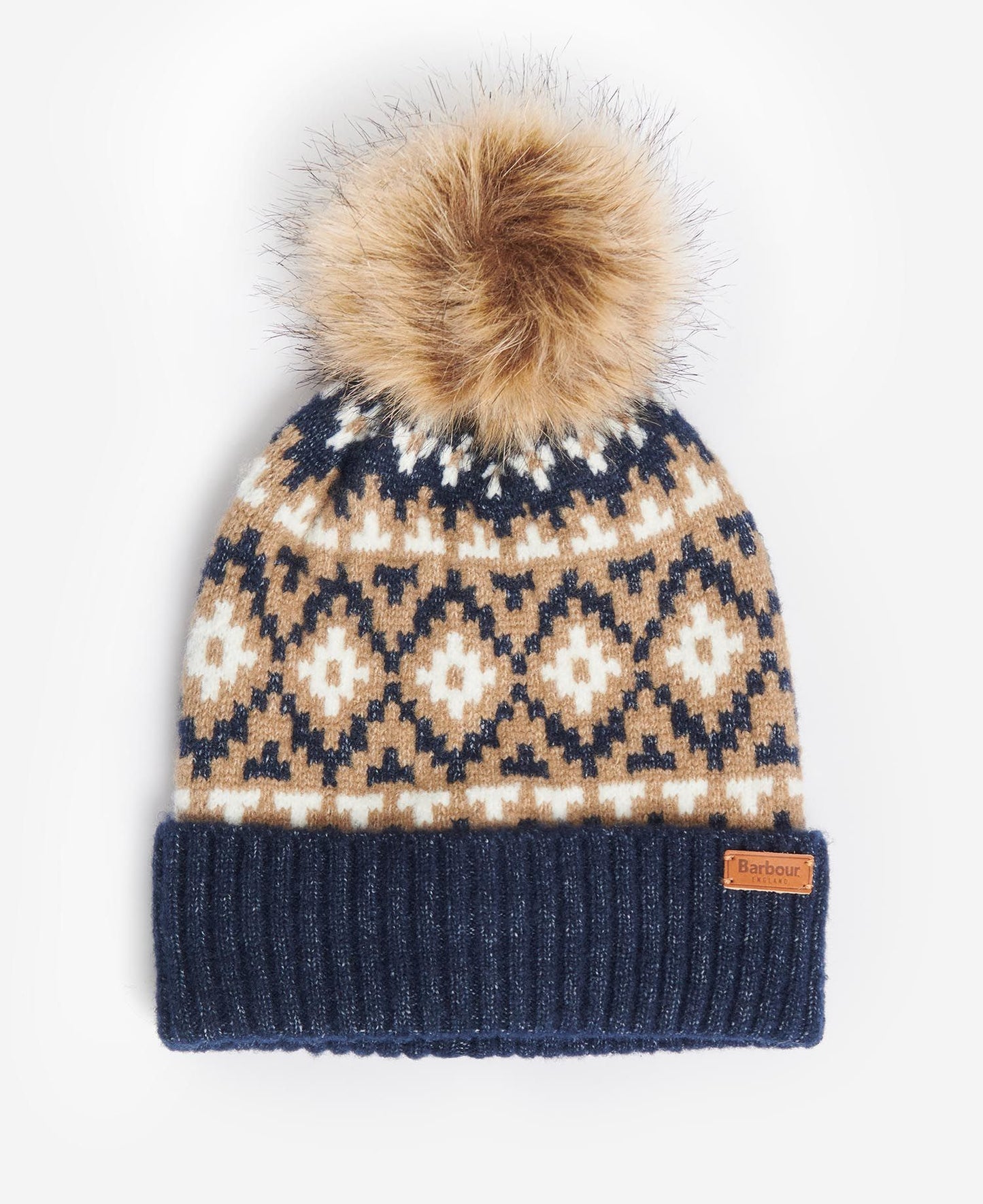Barbour Scarf & Beanie Gift Eden Fairisle Navy