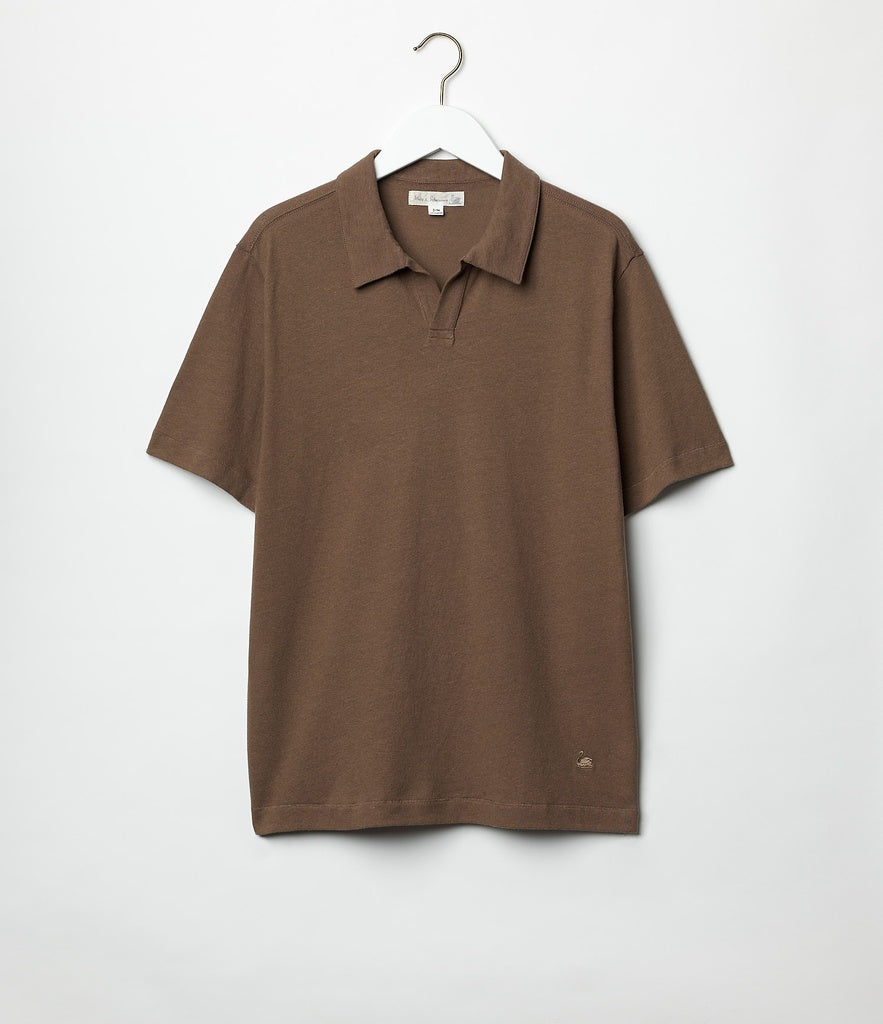 Merz b. Schawnen T-Shirt Man Polo Linen Cotton Faded Grain
