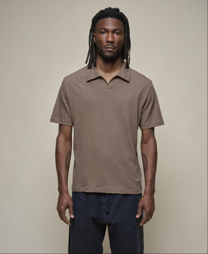 Merz b. Schawnen T-Shirt Man Polo Linen Cotton Faded Grain