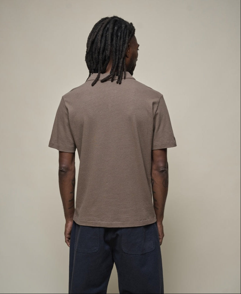 Merz b. Schawnen T-Shirt Man Polo Linen Cotton Faded Grain