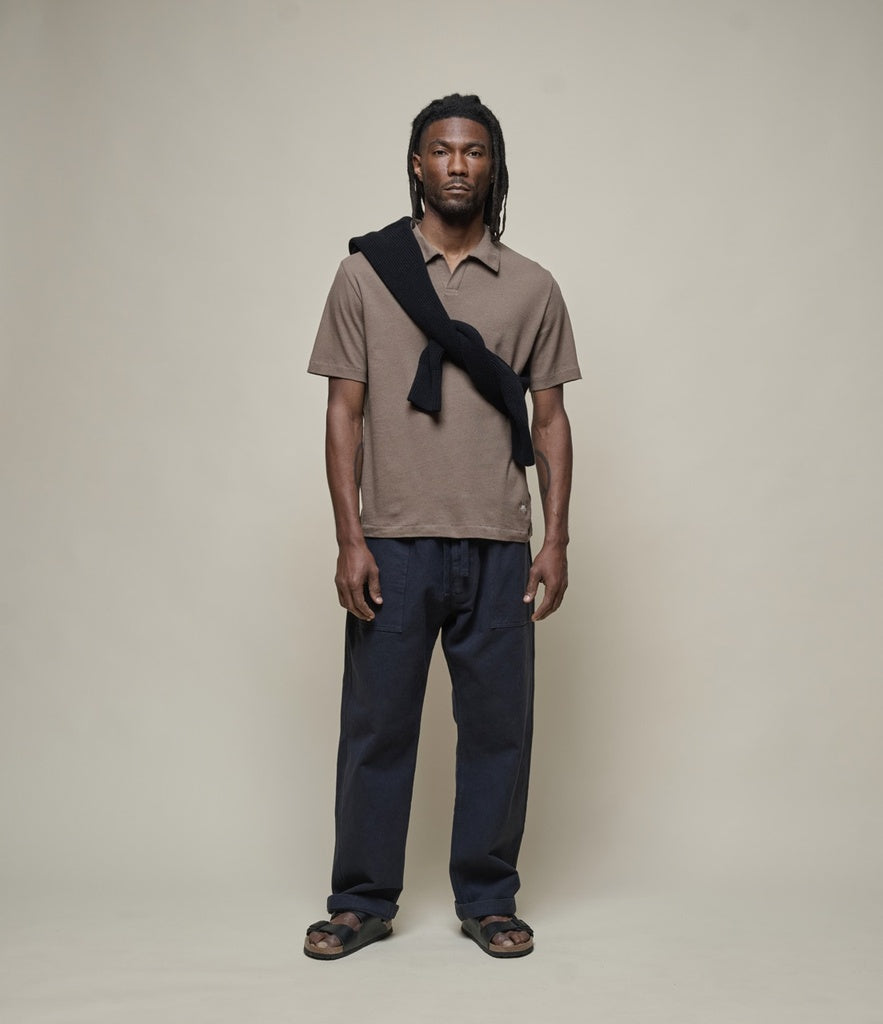 Merz b. Schawnen T-Shirt Man Polo Linen Cotton Faded Grain