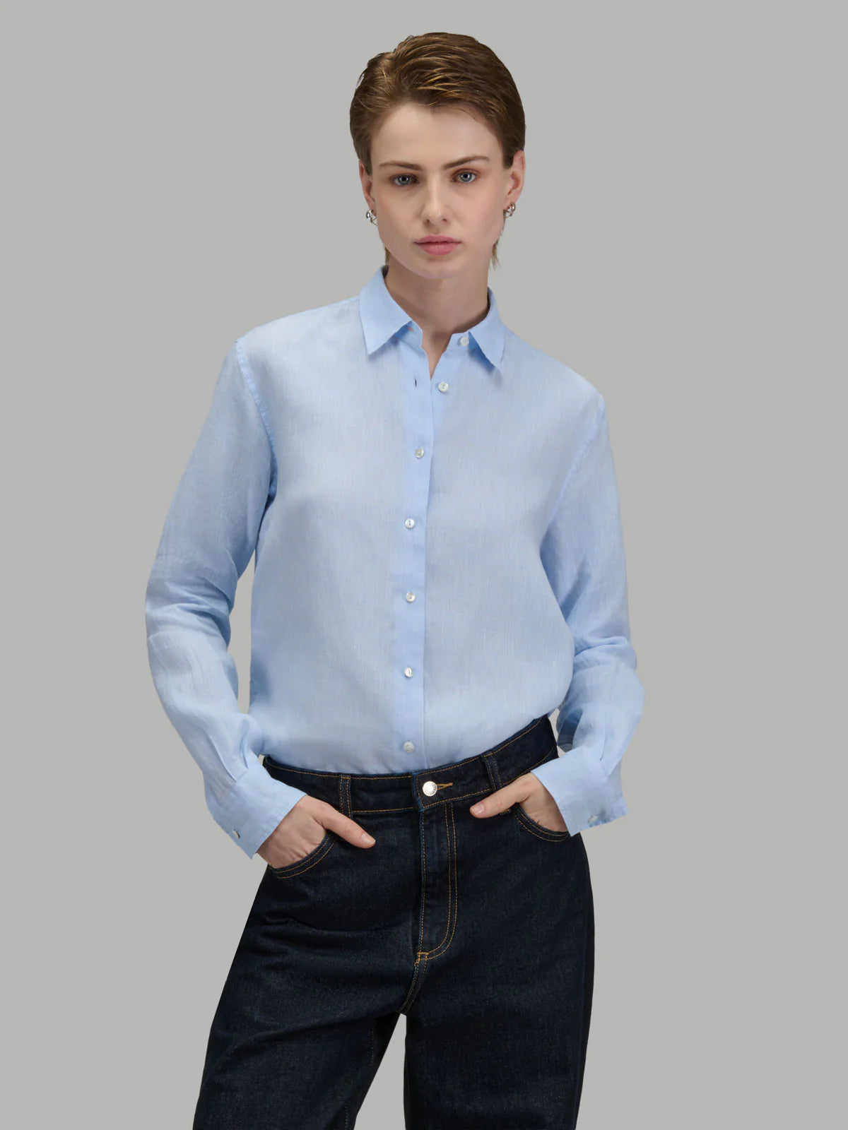 Xacus Shirt Woman Lino Light Blue II