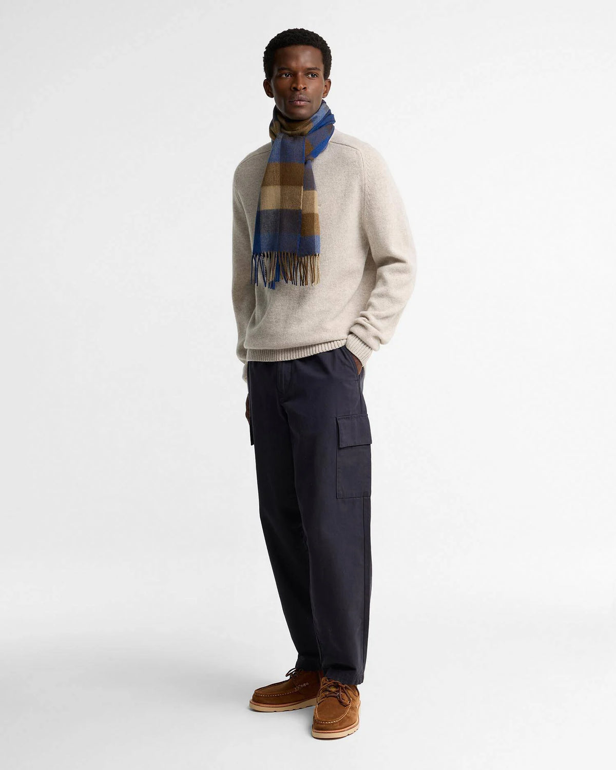 Barbour Scarf Large Tattersale Navy Mix