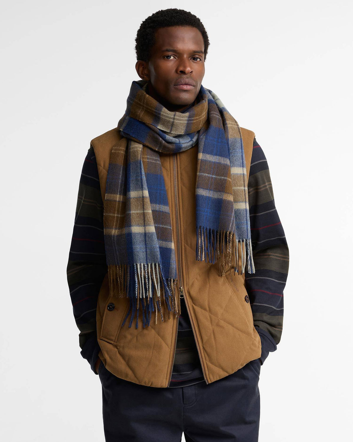 Barbour Scarf Brack Patchwork Navy Sandstone