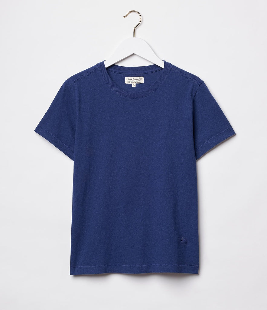 Merz b. Schawnen T-Shirt Woman Cotton Hemp Blue