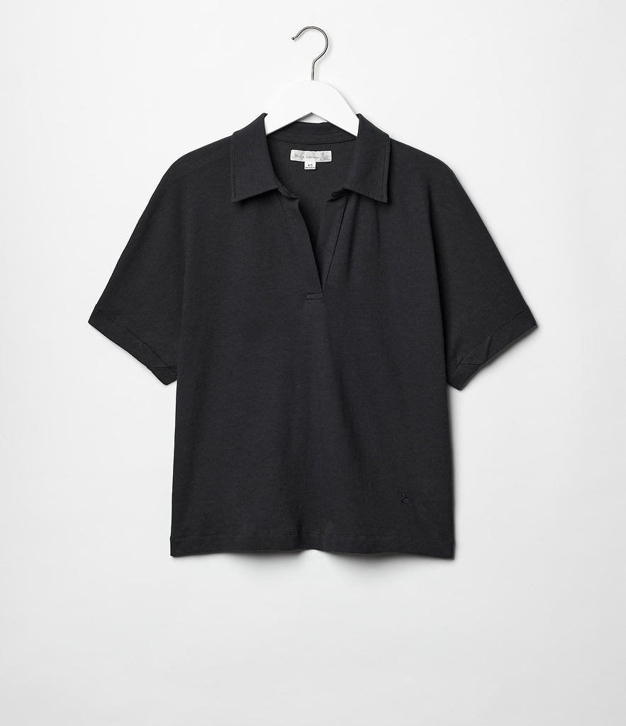 Merz b. Schawnen T-Shirt Woman Cotton Linen Deep Black