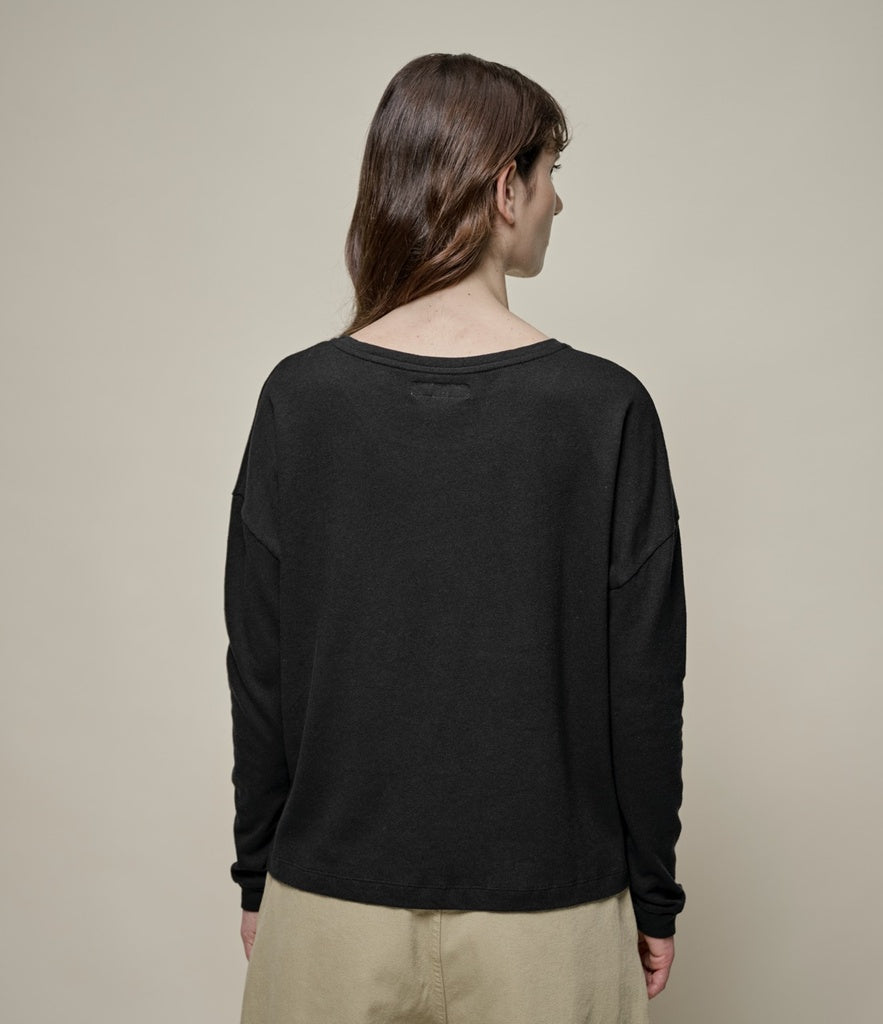 Merz b. Schawnen T-Shirt Woman Cotton Hemp Deep Black