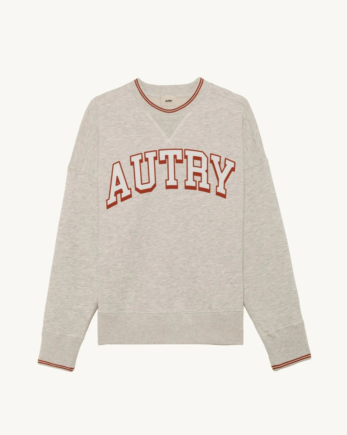 Autry Wear/Sweatshirt Man Crew Neck Long Sleeve Grey Melange/Red