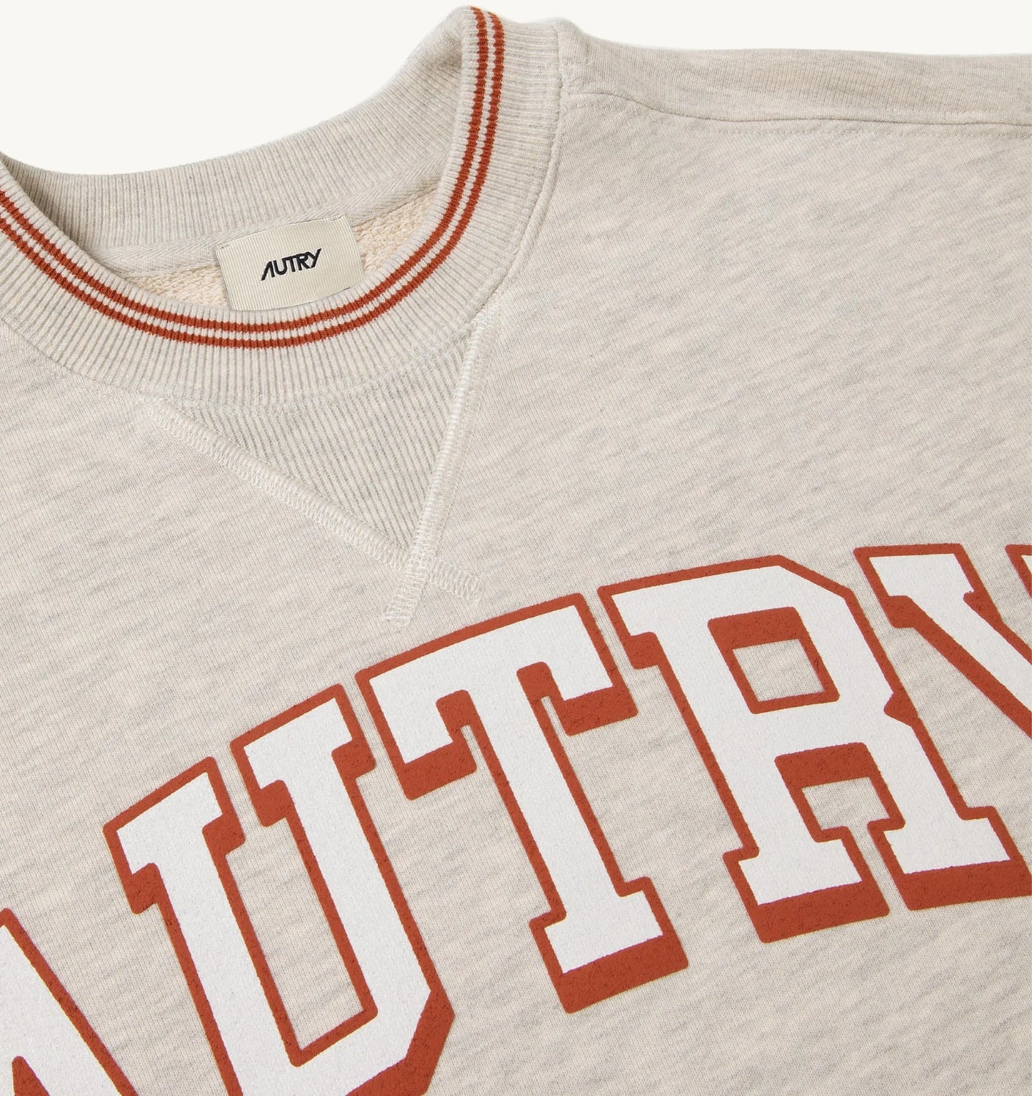 Autry Wear/Sweatshirt Man Crew Neck Long Sleeve Grey Melange/Red