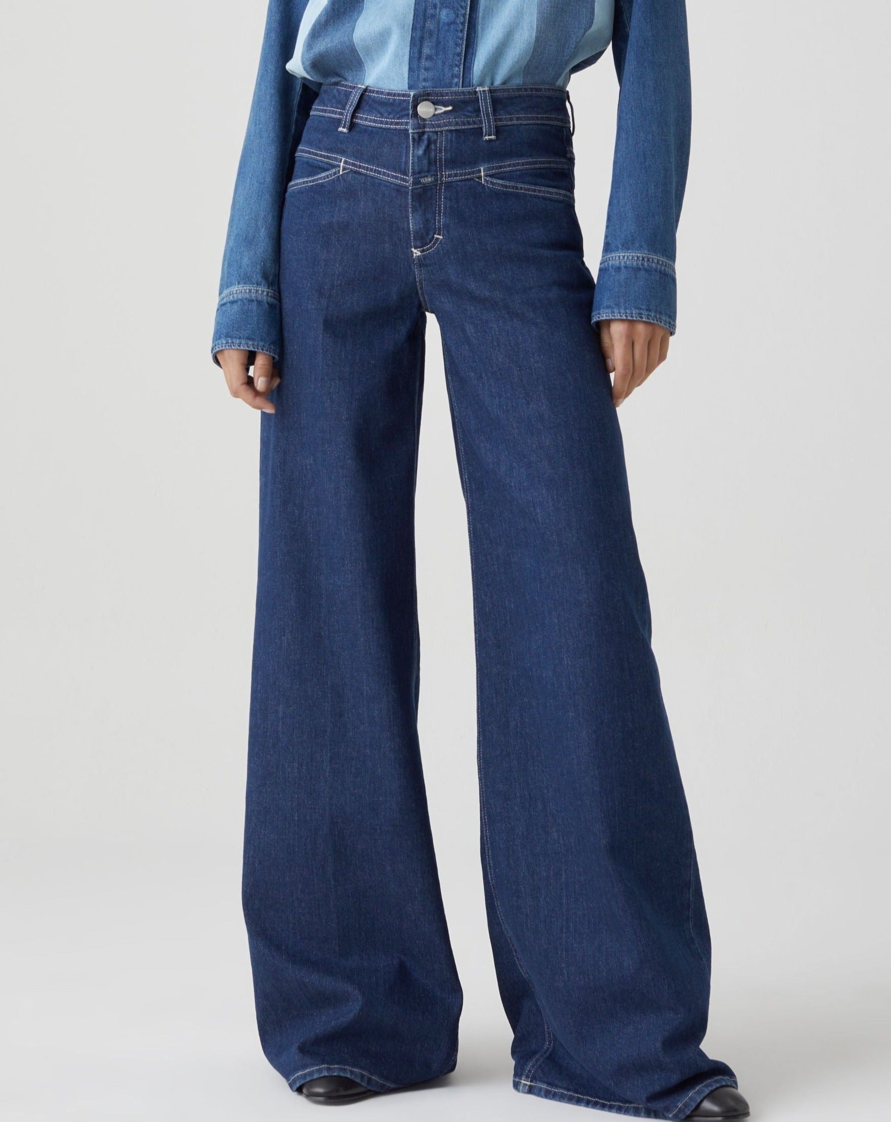 Dark Blue Flared Button Fly Jeans F09039, LASCANA