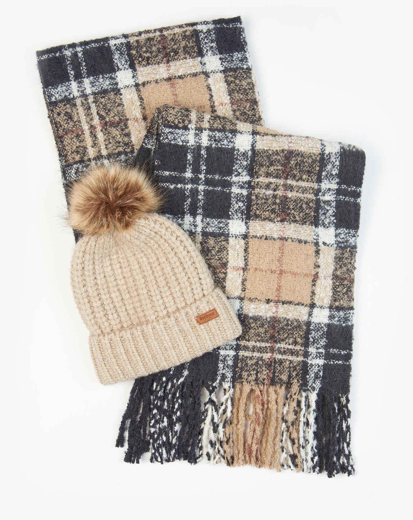 Barbour Scarf & Beanie Gift Saltburn Rosewood