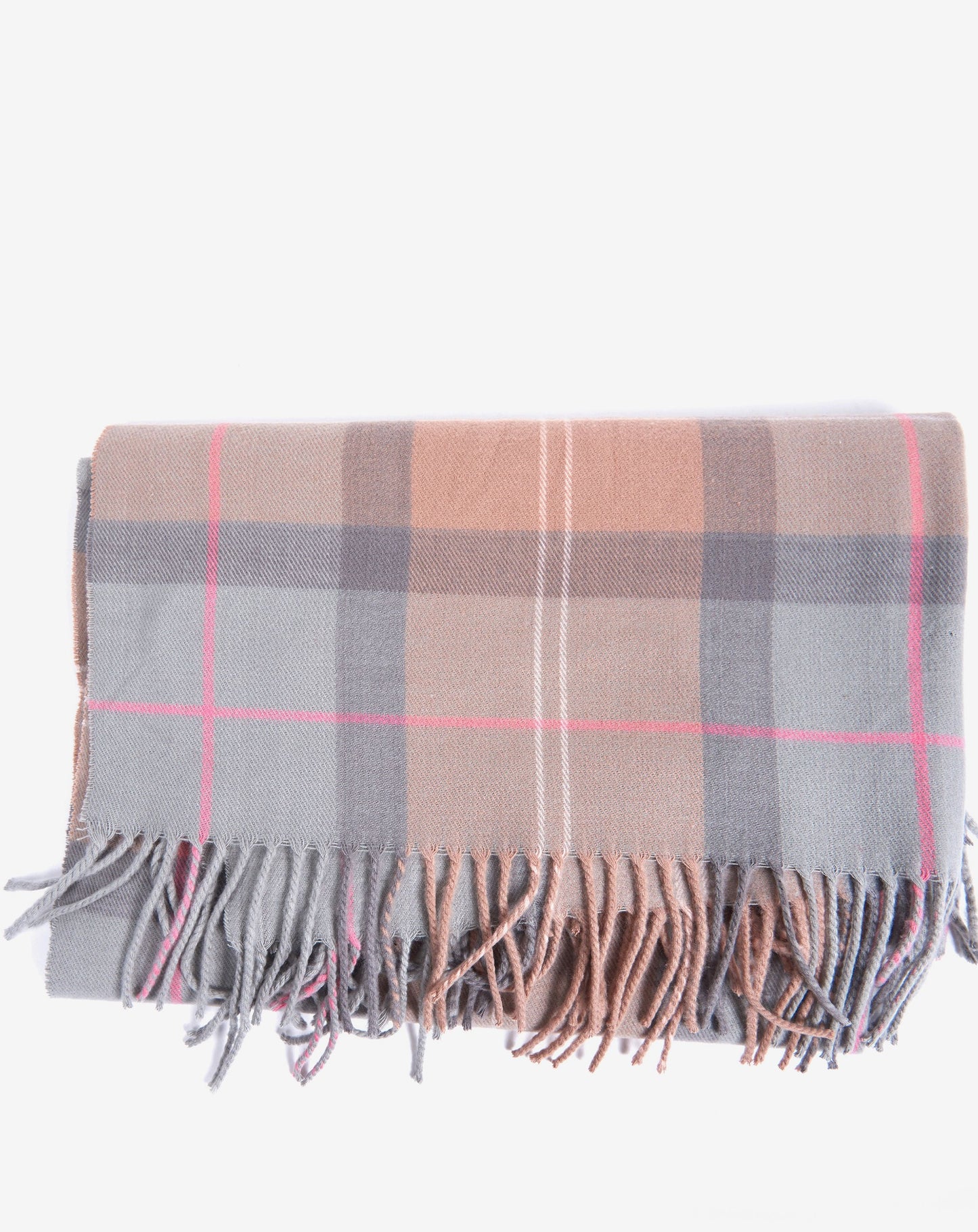 Barbour Scarf Hailes Taupe/Pink Tartan