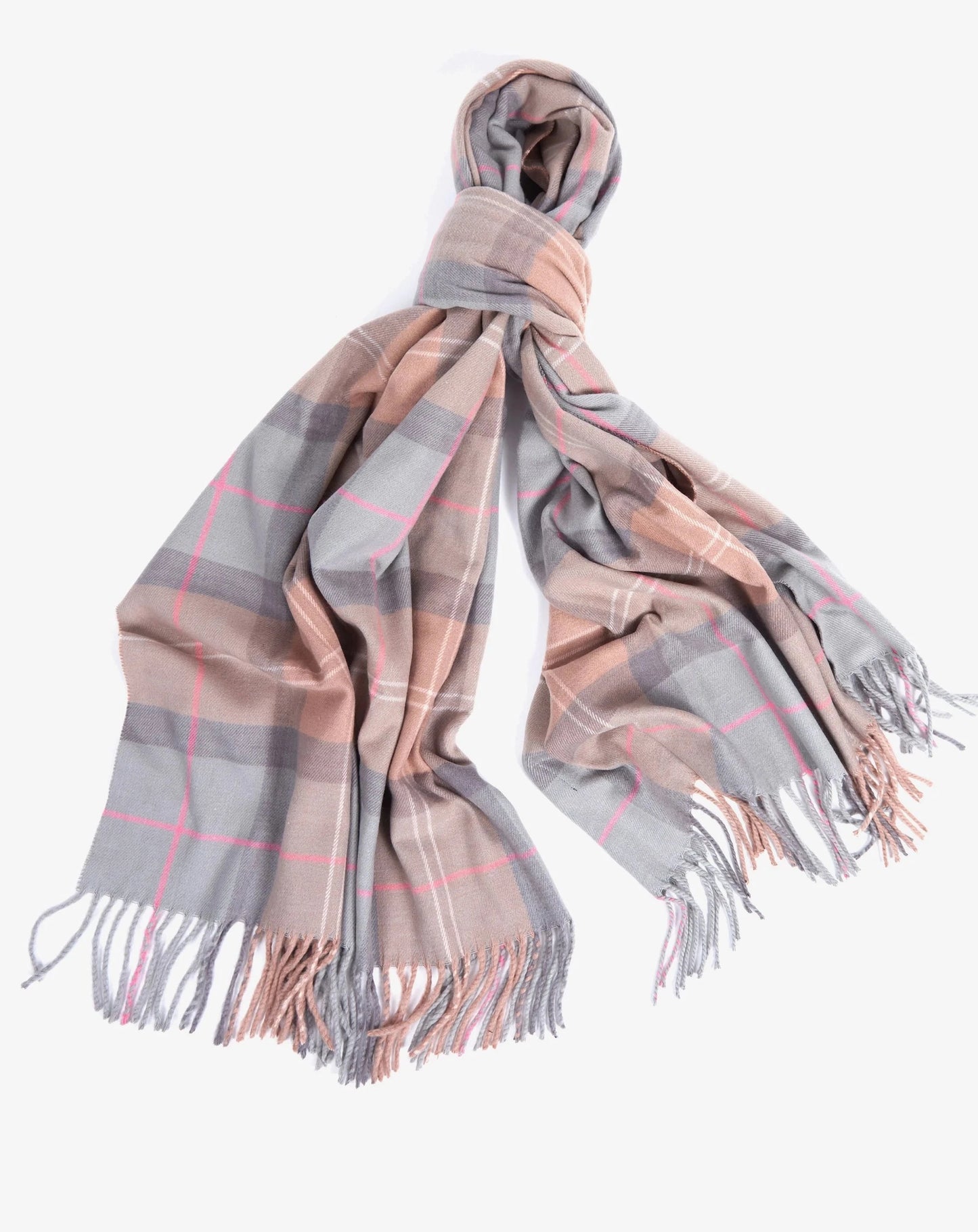 Barbour Scarf Hailes Taupe/Pink Tartan