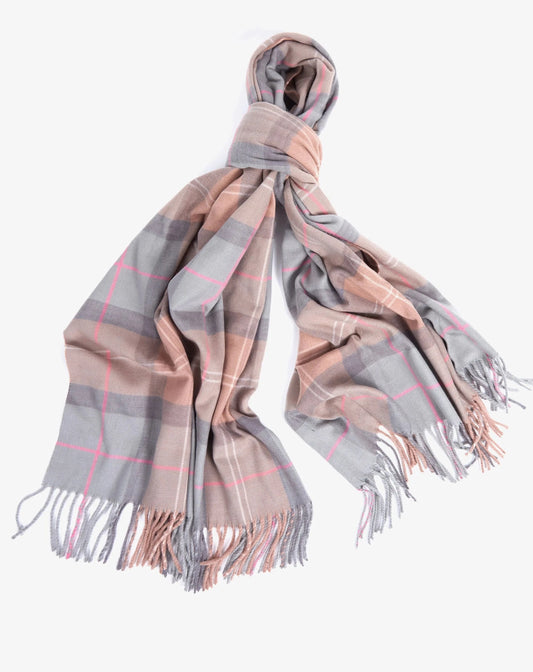 Barbour Scarf Hailes Taupe/Pink Tartan