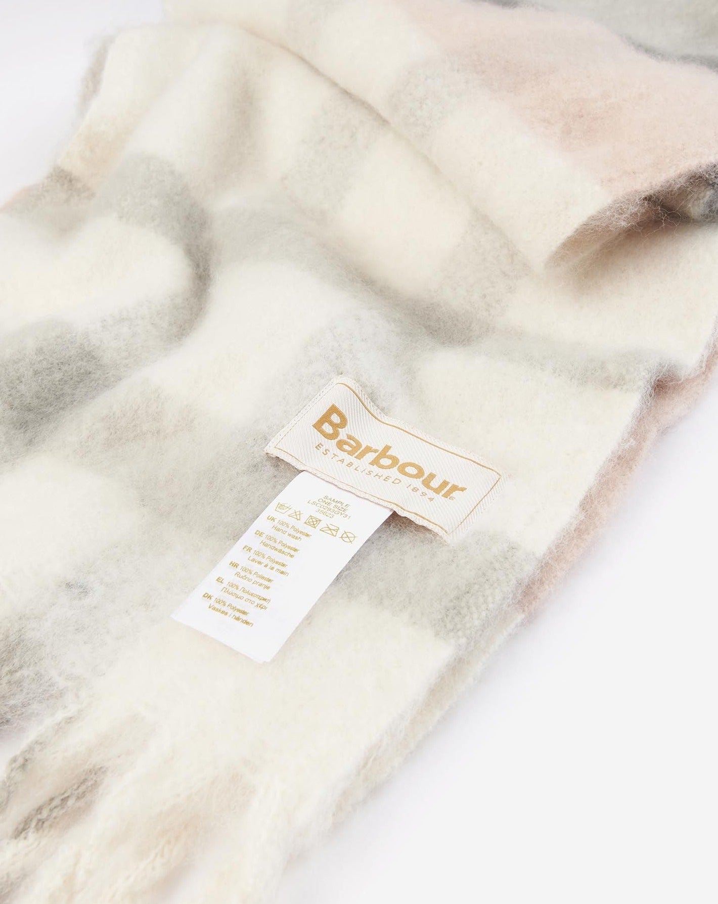 Barbour Scarf Isla Tartan Boucle Grey Rose