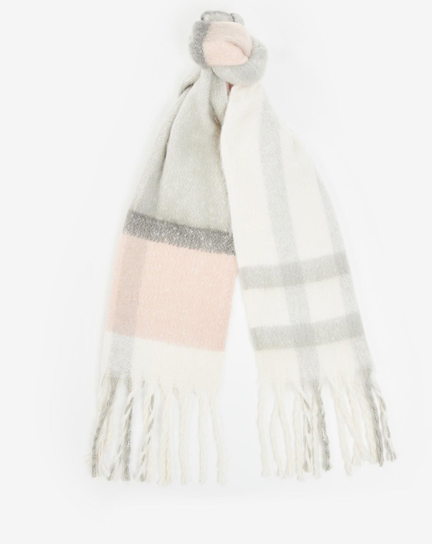 Barbour Scarf Isla Tartan Boucle Grey Rose