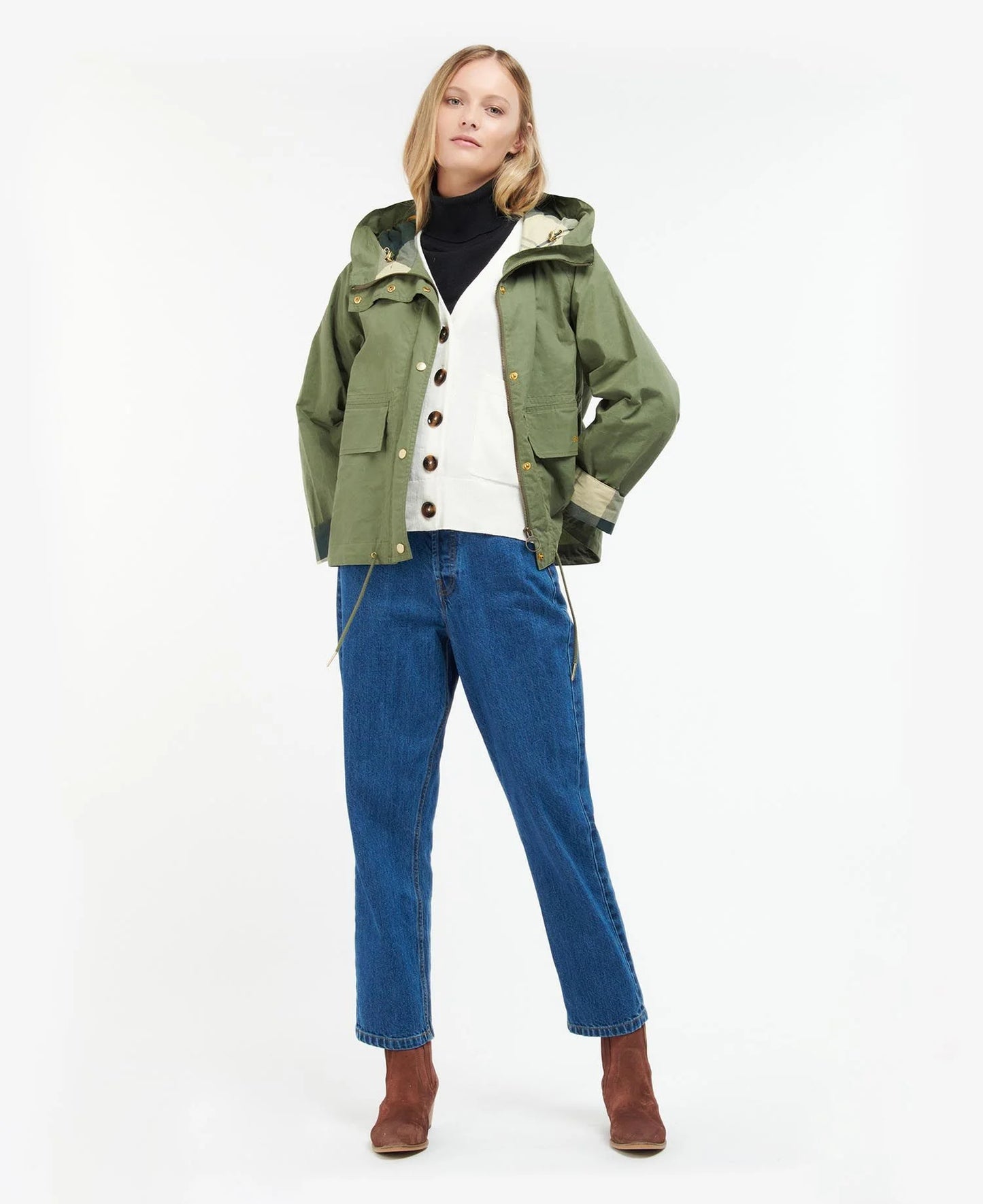 Barbour Jacket Woman Nith Showerproof Green Ancient