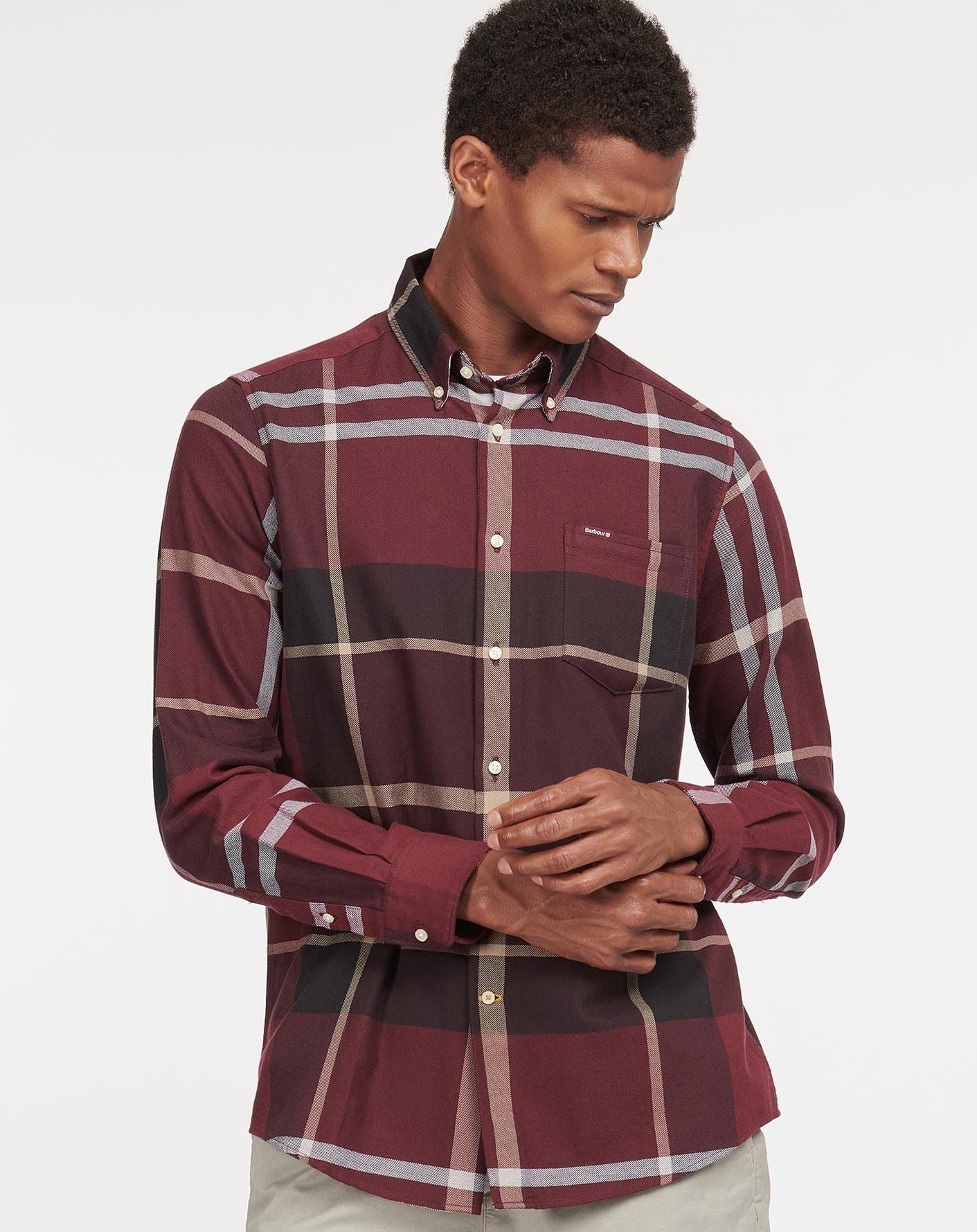 Barbour Shirt Man Dunoon Tailored Winter Red