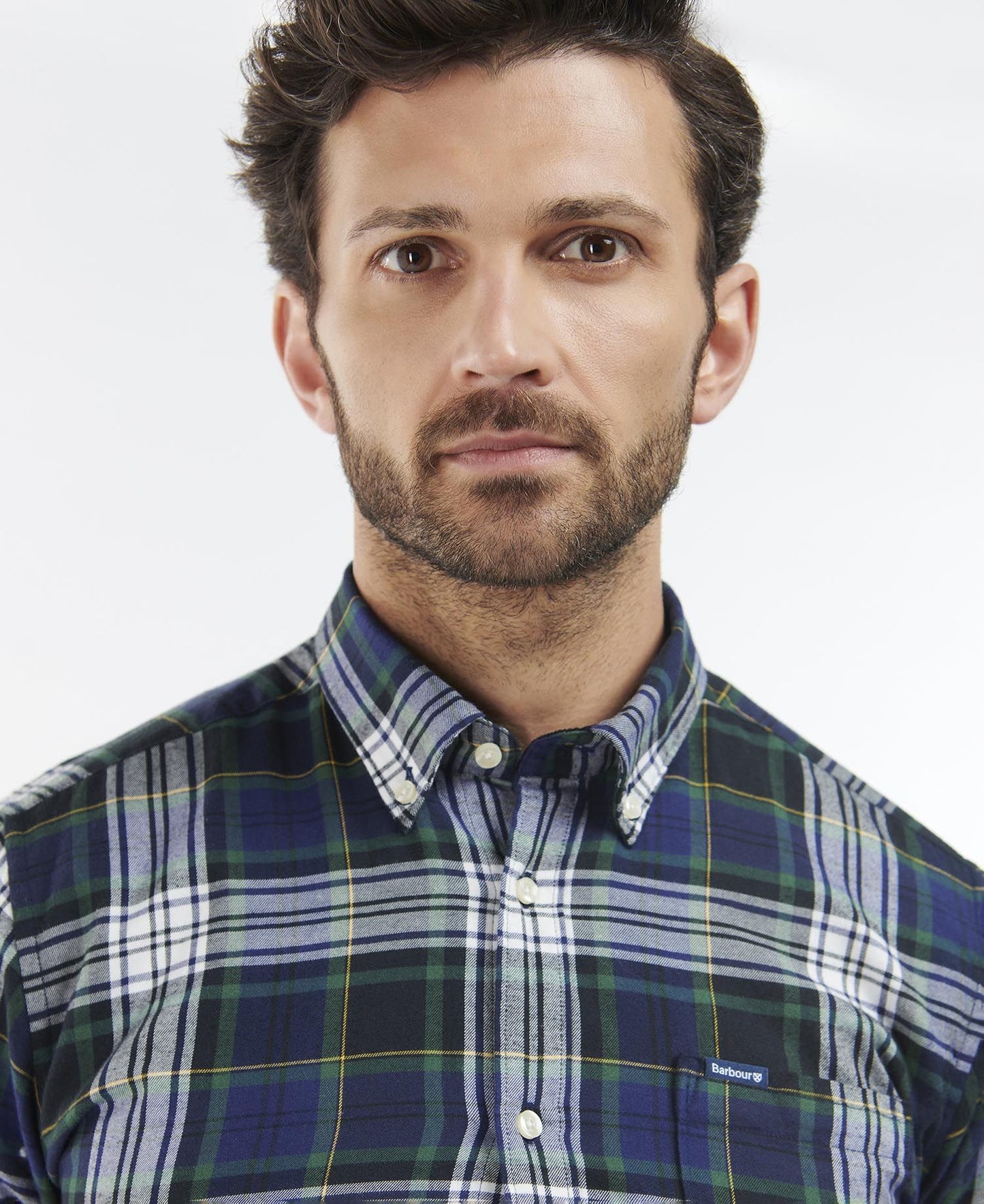Barbour Shirt Man Crossfell Tailored Deep Blue