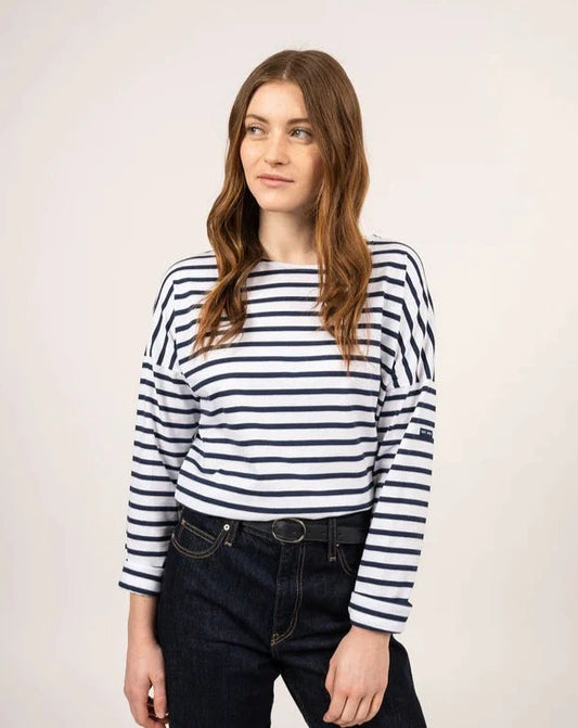 Saint James T-Shirt Woman Minquiers Drop Oversized Sailor Striped Shirt N/M